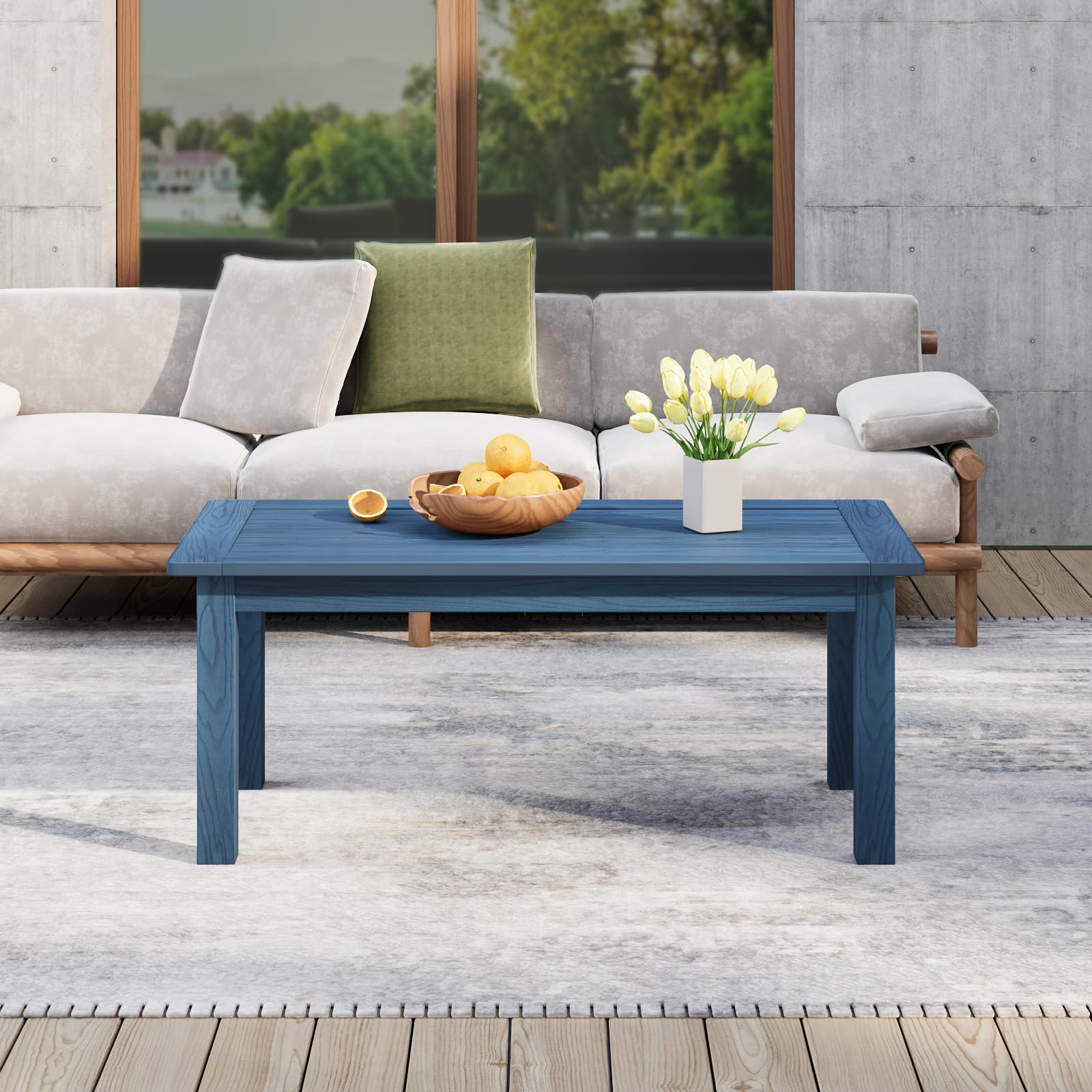 Stoog Outdoor Coffee Table - All-Weather Patio Side Table for Garden, Backyard, Balcony & Living Room - Durable Blue Furniture for Relaxing Outdoors & Indoor Decor