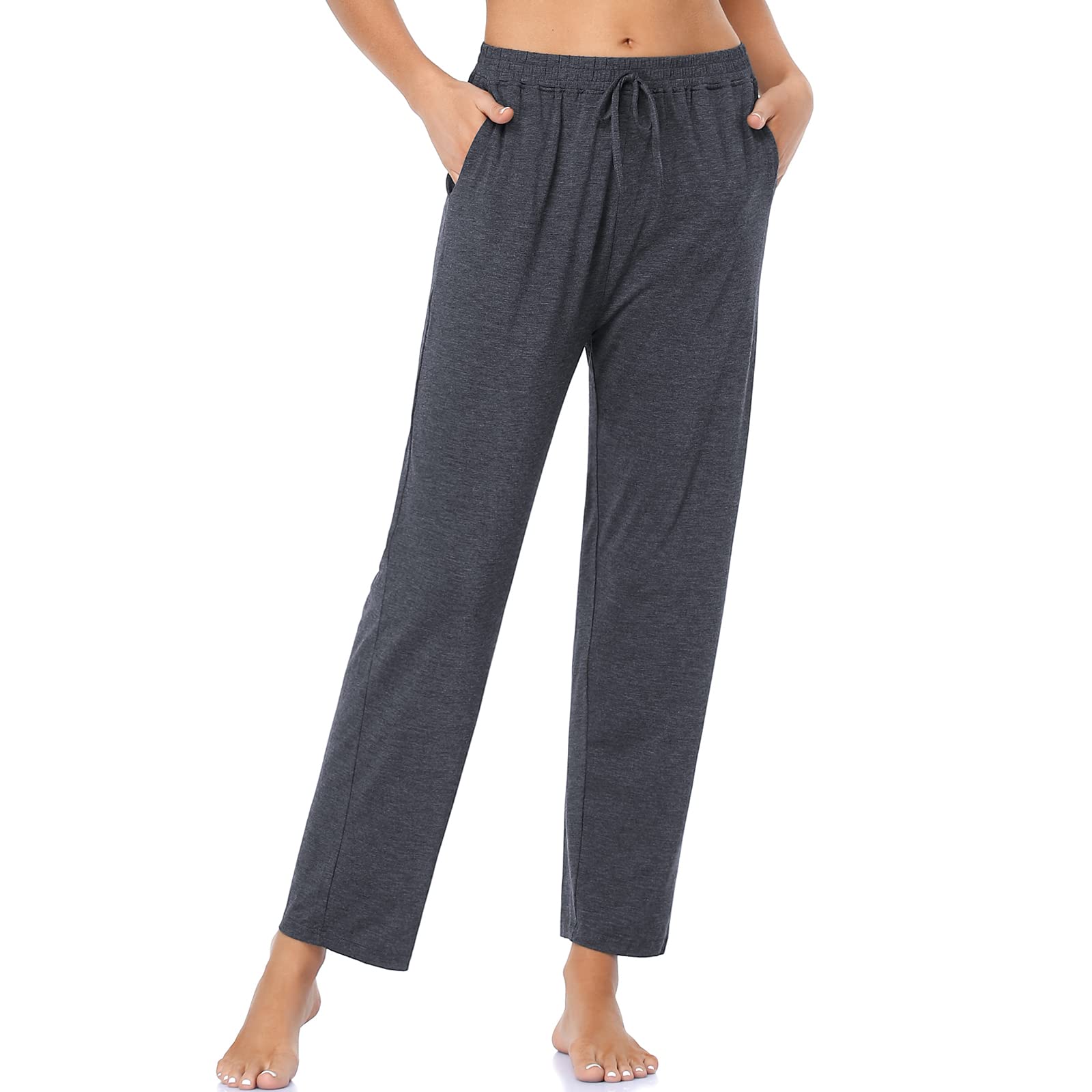 ROCHVIE Women's Sweatpants with Pockets - Comfy Loose Lounge Pants, Drawstring Yoga Joggers for Workout & Casual Wear | Lightweight, Breathable Fabric for Home, Gym, and Running