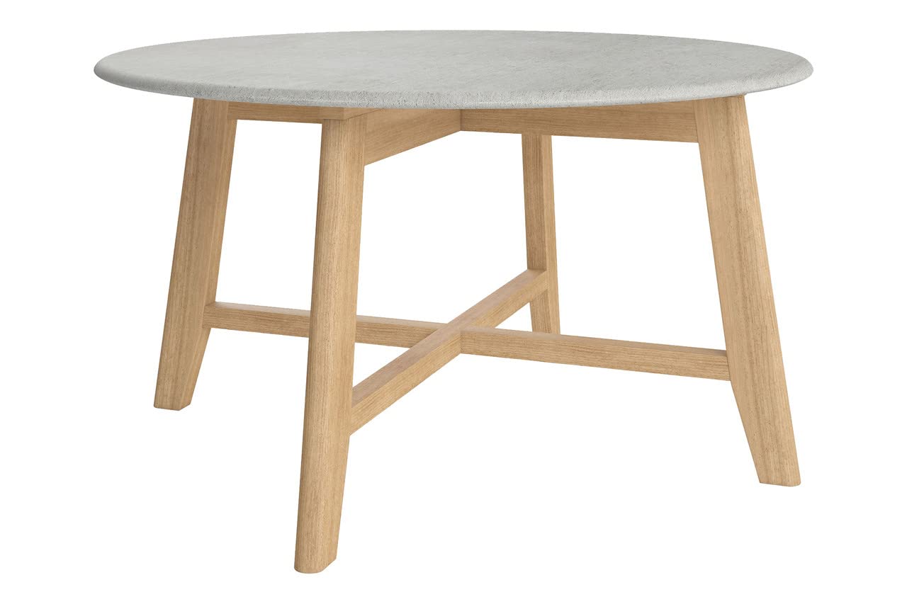 Inmod Coby Mid-Century Modern Coffee Table - Faux Cement Finish, White/Grey - Stylish Living Room Centerpiece for Home Decor & Small Space Furniture