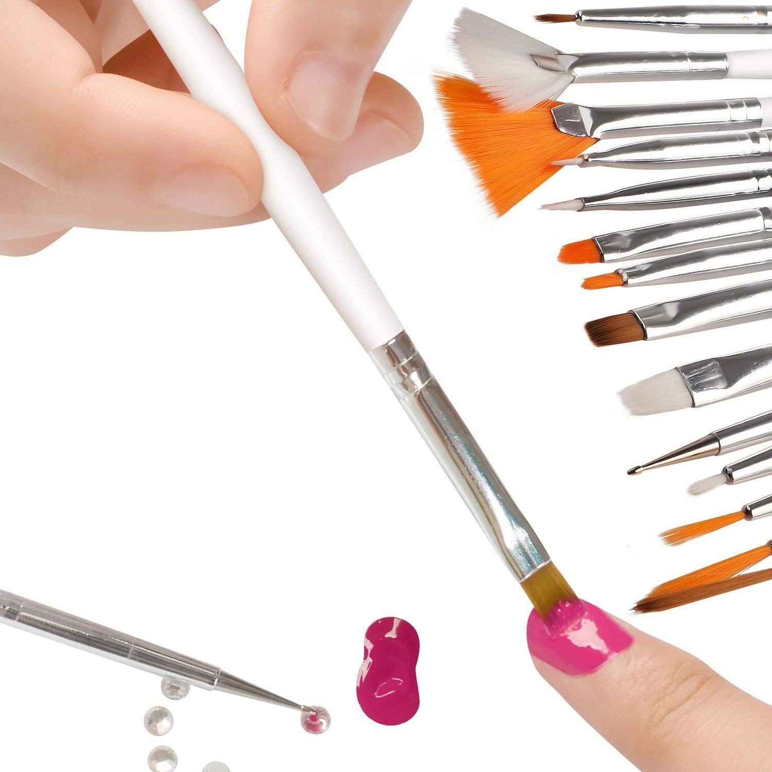 Professional Nail Art Brushes Set - 15 Piece Acrylic Nail Painting & Design Tools Kit with Fine Tip Drawing Pen for Salon & DIY Manicure | Perfect for Gel Polish, French Tips & Intricate Nail Art Designs