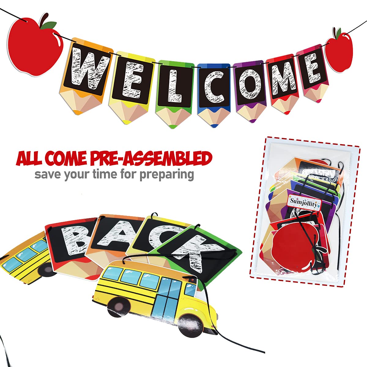 Welcome Back Banners - 2 Pack Classroom Decorations for Back to School & Teacher Appreciation | No DIY Required | Perfect for Bulletin Boards, Door Decor & Party Decorations