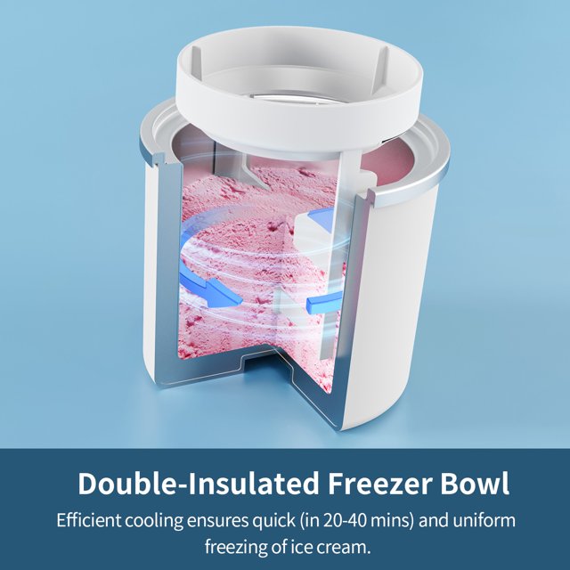 2.1 Qt Automatic Ice Cream Maker with LED Display & Timer - Perfect for Homemade Gelato, Sorbet, and Frozen Yogurt at Home