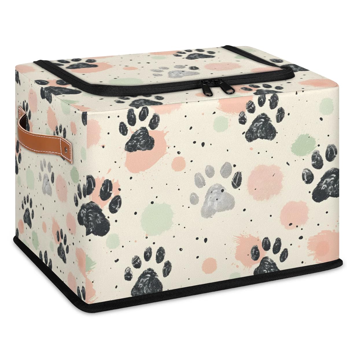 Pet Dog Storage Bins with Zipper Lid & Handle - 14.2 x 10.2 x 10 Inch Foldable Stackable Collapsible Storage Baskets - 2-Pack Closet Organizer for Pet Supplies, Toys & Home Organization | Perfect for Bedroom, Closet & Laundry Room