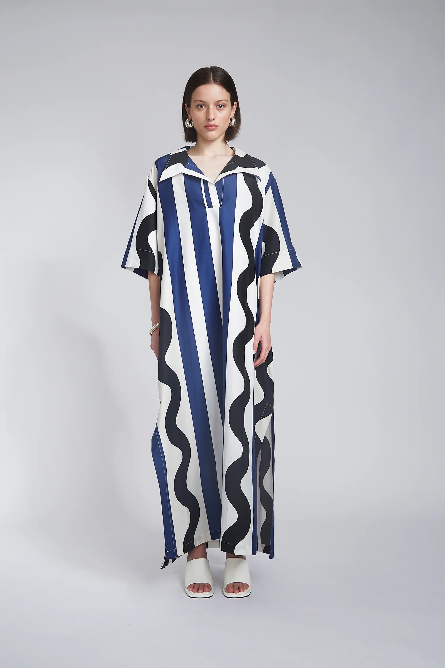 DANTAS Women's Shift Shirt Dress with Swiggle Print - Soft Silk Cotton Voile Fabric - Perfect for Casual Wear, Office Outfits & Summer Dressing
