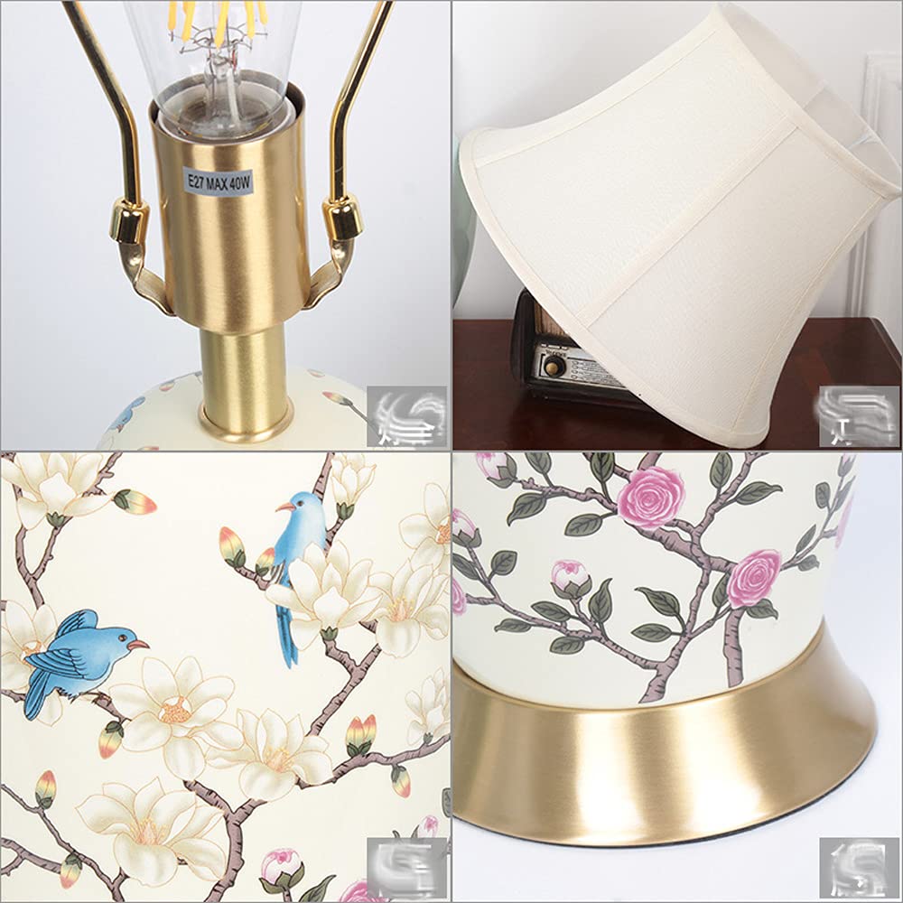 Large Ceramic Table Lamps for Living Room - Chinese Retro Style Nightstand & Bedside Lamps - Perfect for Sofa Side Tables, Coffee Tables and Bedroom Nightstands (Set of 2)