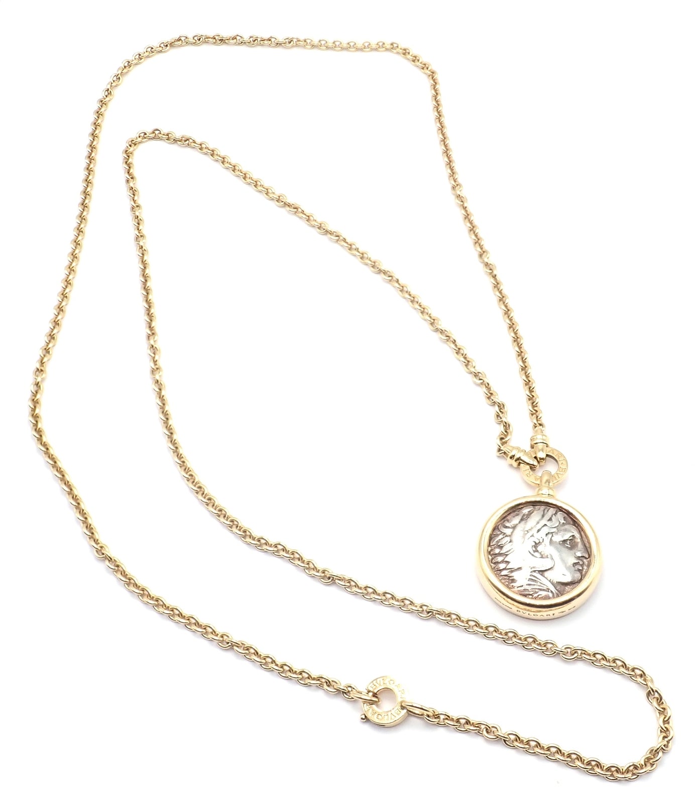 Authentic Bvlgari 18k Yellow Gold Antique Coin Monete 38