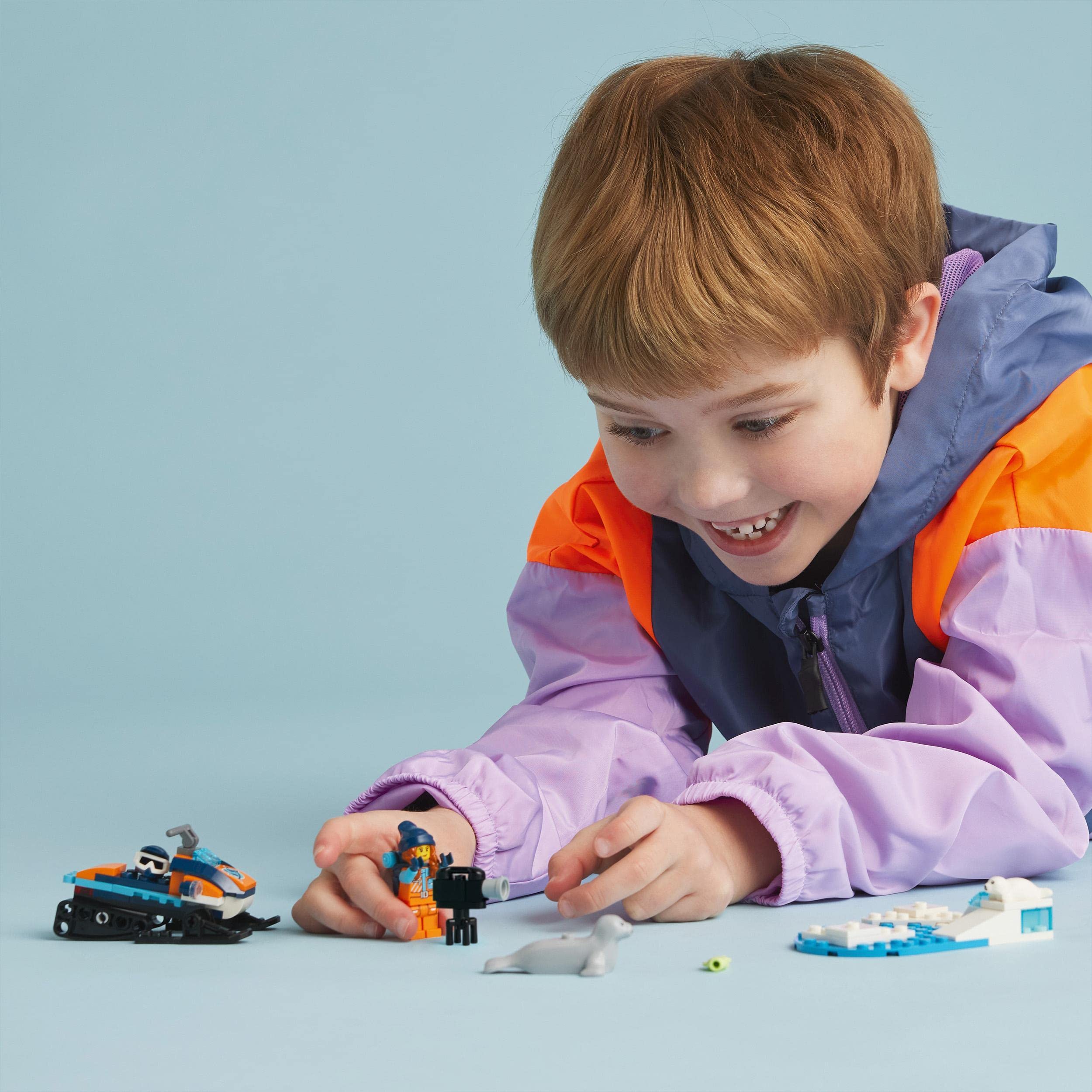 LEGO 60376 City Arctic Exploration Snowmobile Building Toy with Seal Figures & Explorer Minifigure - Perfect Gift for Kids, Creative Play & Winter Adventure Scenes