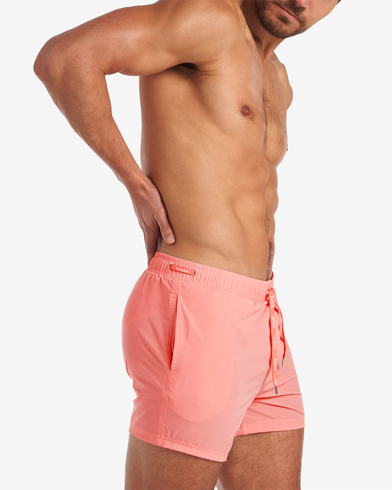**Teamm8 Grid 4.5 Swim Shorts for Men - Bondi Pink - Quick-Dry, Comfortable & Stylish Beachwear for Swimming, Surfing & Outdoor Activities**