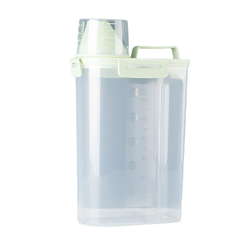 Fenteer Large Green Pet Food Storage Container with Measuring Cup & Portable Handle - Airtight Dog & Cat Food Storage for Freshness - Perfect for Home, Travel & Treat Organization