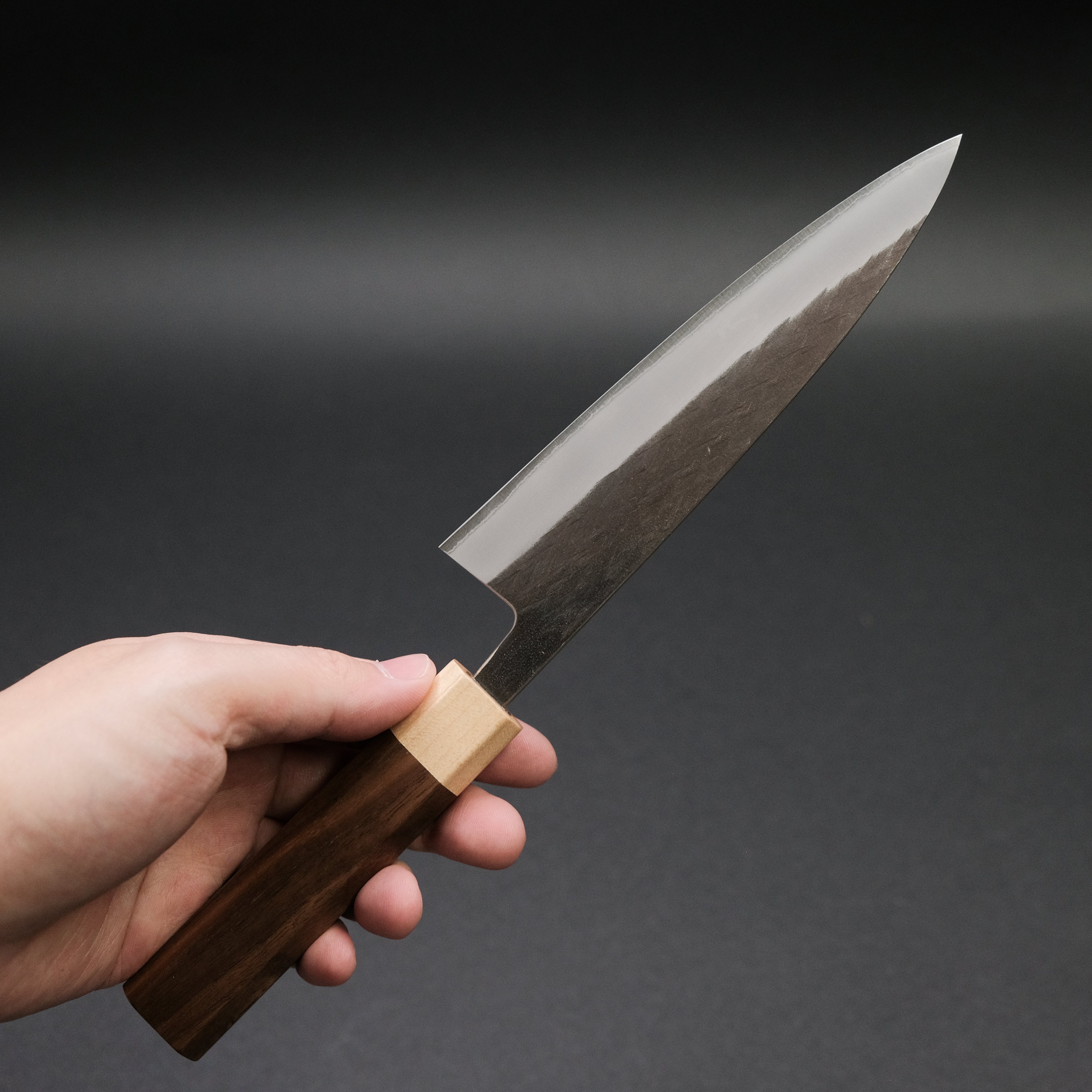 Hitohira TD Blue #2 Stainless Clad Kurouchi Petty Knife 150mm with Walnut Handle - Japanese Chef Knife for Precision Slicing, Peeling & Garnishing in Professional Kitchens & Home Cooking