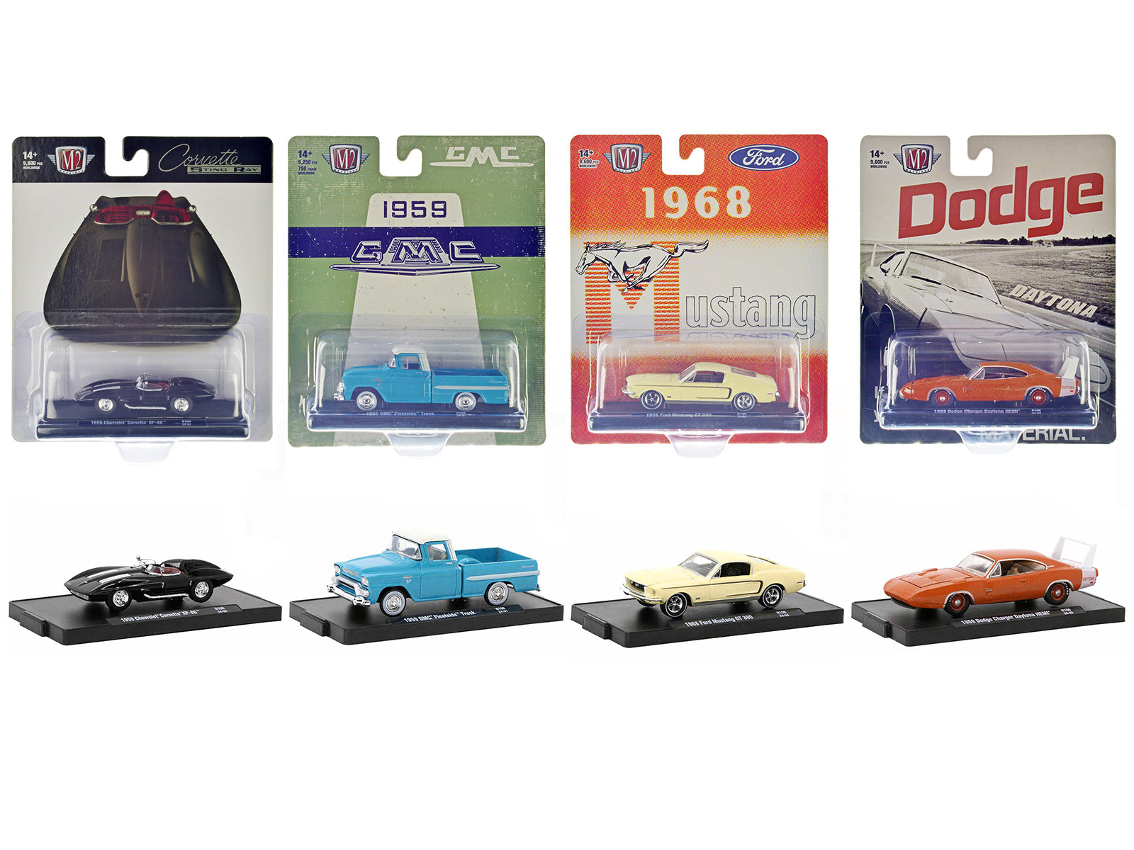 M2 Machines 1/64 Scale Diecast Model Cars - Auto Drivers Set of 4 Limited Edition (9600 Pieces Worldwide) - Collectible Miniature Vehicles for Display, Gifts & Racing Enthusiasts