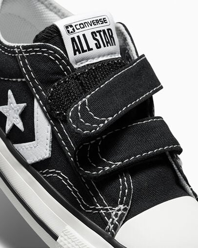 Converse Kids Star Player 76 Hook & Loop Black/White Sneakers - Comfortable & Stylish Shoes for Boys & Girls - Perfect for School, Play & Everyday Wear