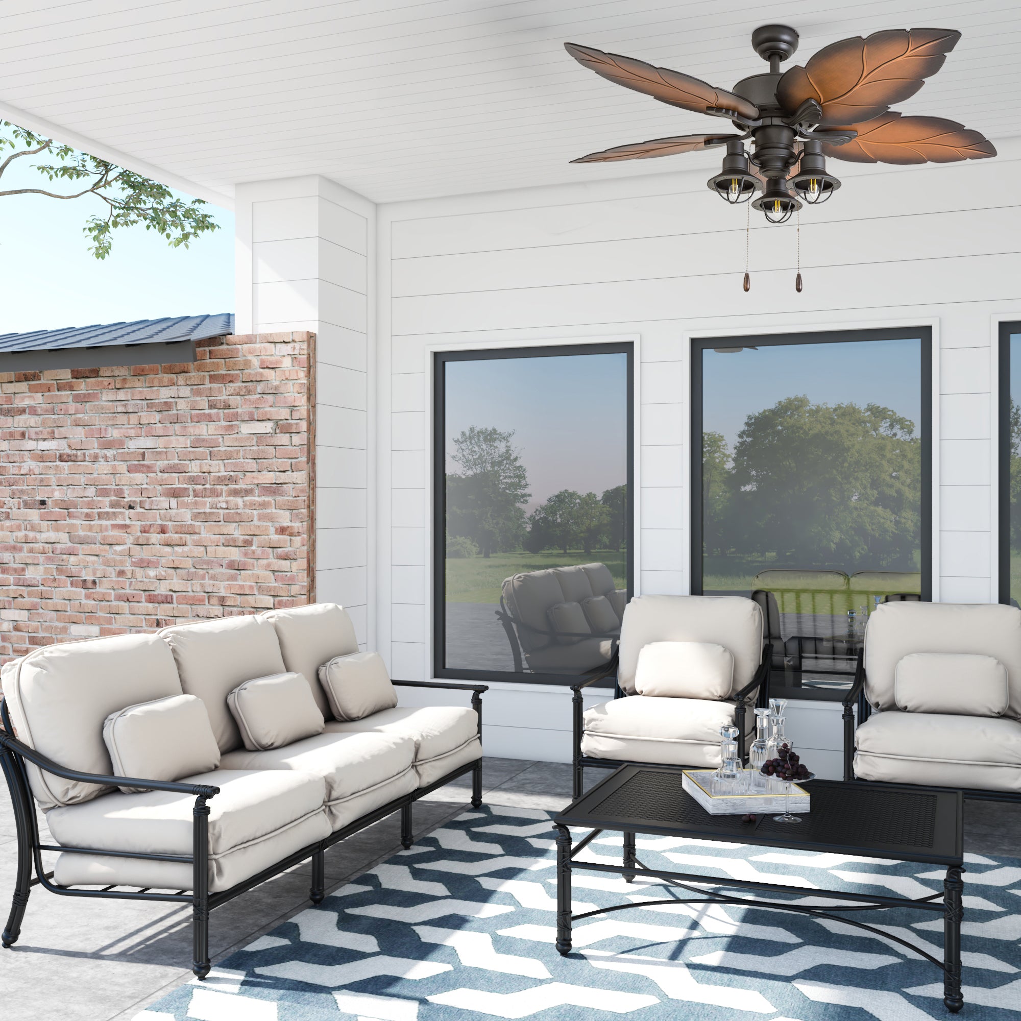 52 Inch Bronze Ocean Crest Remote Control Ceiling Fan - Indoor/Outdoor Use for Living Room, Bedroom, Patio & Covered Porch