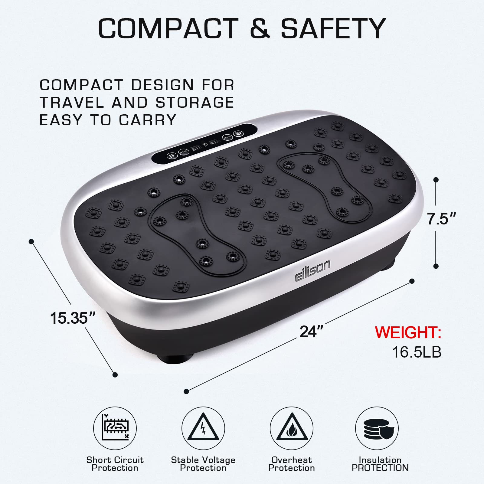 EILISON Atom Vibration Plate Exercise Machine - Full Body Workout Platform for Lymphatic Drainage & Acupressure Therapy - Home Fitness Equipment with Resistance Bands for Weight Loss, 300lbs Capacity - Ideal for Home Gym, Physical Therapy & Muscle Recovery