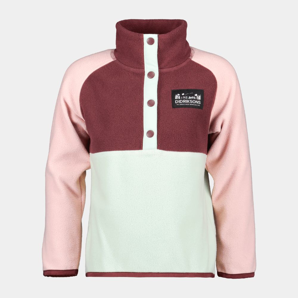 Didriksons Monte Half Button Kids Fleece Jacket - Soft & Warm Pale Mint Green Outerwear for Boys & Girls | Perfect for School, Playground & Outdoor Adventures
