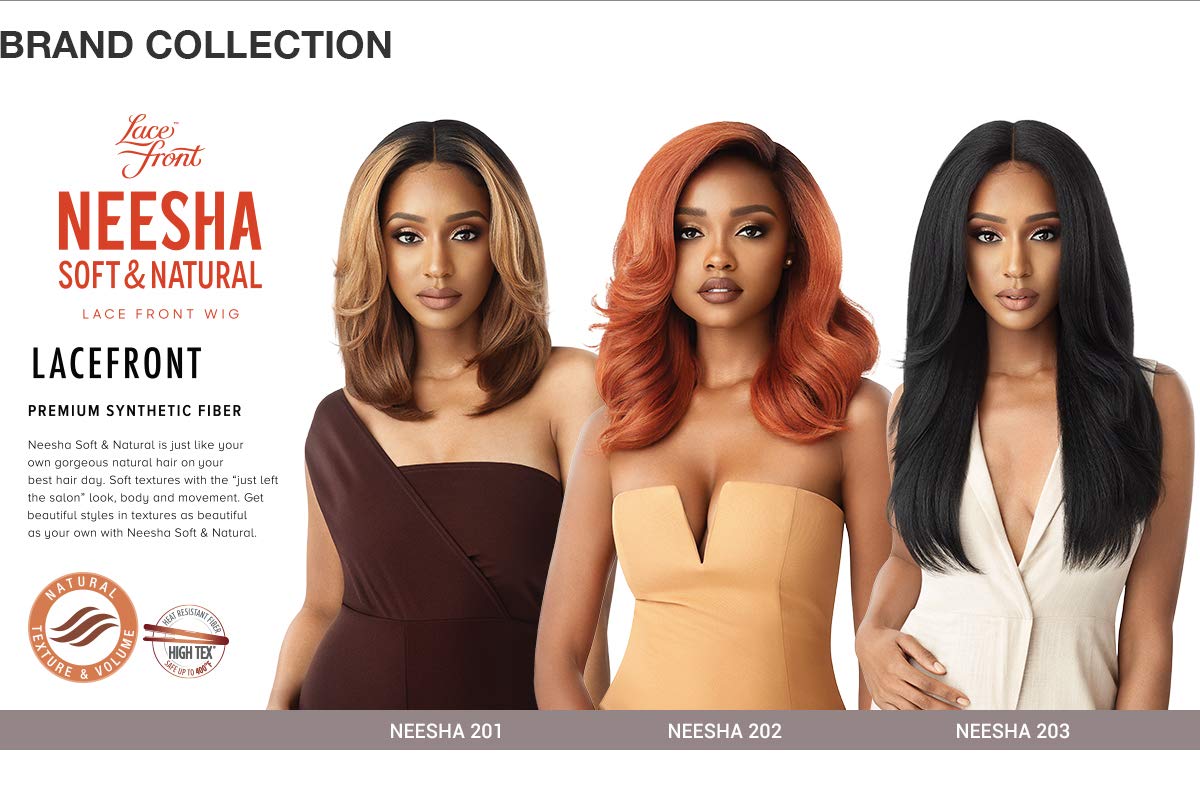 Outre Soft & Natural Lace Front Wig Neesha 203 - Breathable HD Lace Human Hair Wig for Black Women | Perfect for Daily Wear, Cosplay & Special Occasions