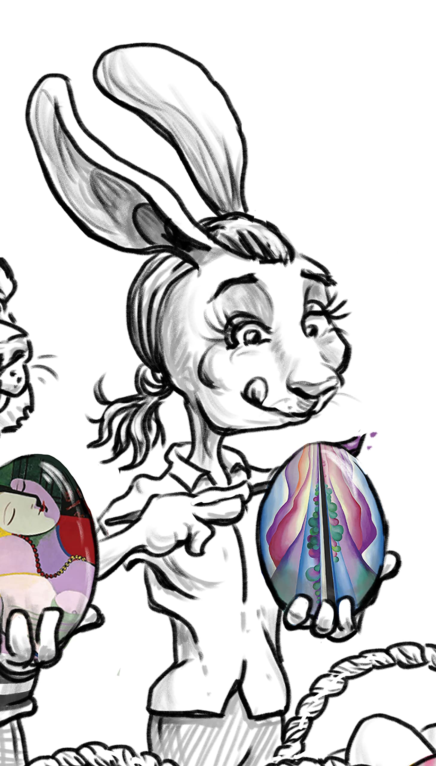 Easter Egg Artists Cartoon/Illustration - Hand-Signed Artwork with Mat & Quality Frame (Black) | Perfect for Home Decor, Easter Gifts & Art Collectors