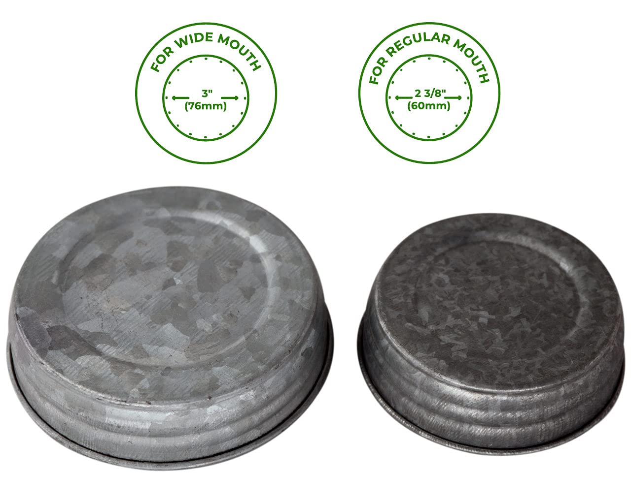Vintage Style Galvanized Steel Canning Jar Lids - 4 Pack Regular Mouth Mason & Ball Jar Lids - Rust-Proof Food Storage Lids for Home Canning, Pickling, and Preserving