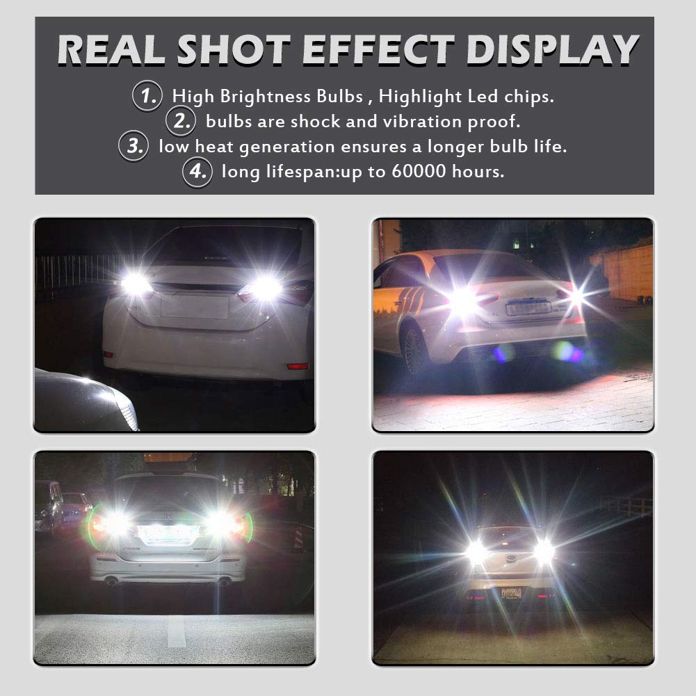 3157 3156 3057 4157 7528 LED Bulbs - 21-EX 2835 SMD Chipsets with Lens Projector - Super Bright Xenon White Backup Reverse Lights, Tail Lights, Brake Lights - DC 10-16V, 10.5W (Pack of 2) - Perfect for Trucks, SUVs, Cars, and Trailers