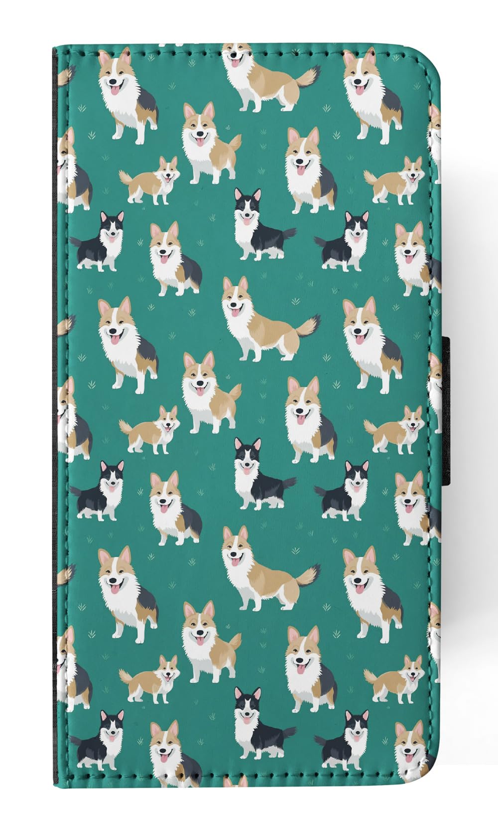 Swedish Vallhund Puppy Dog Pattern Faux Leather Flip Wallet Phone Case for Apple iPhone 15 - Cute Canine Design for Everyday Use & Travel Protection
