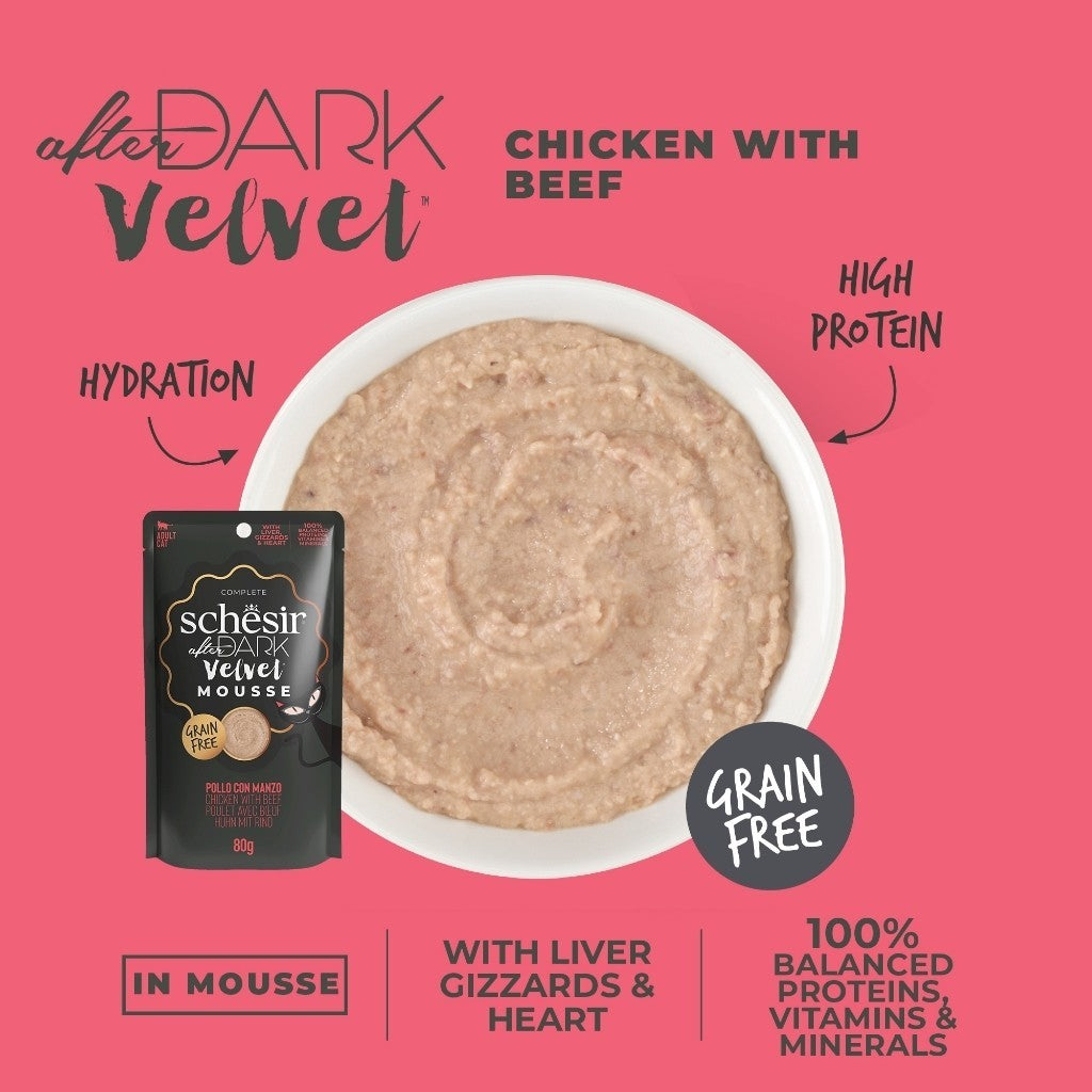 Schesir After Dark Complete & Balanced Wet Cat Food for Adult Cats - 80g, High Protein with Essential Vitamins & Minerals - Perfect for Nighttime Feeding & Weight Management