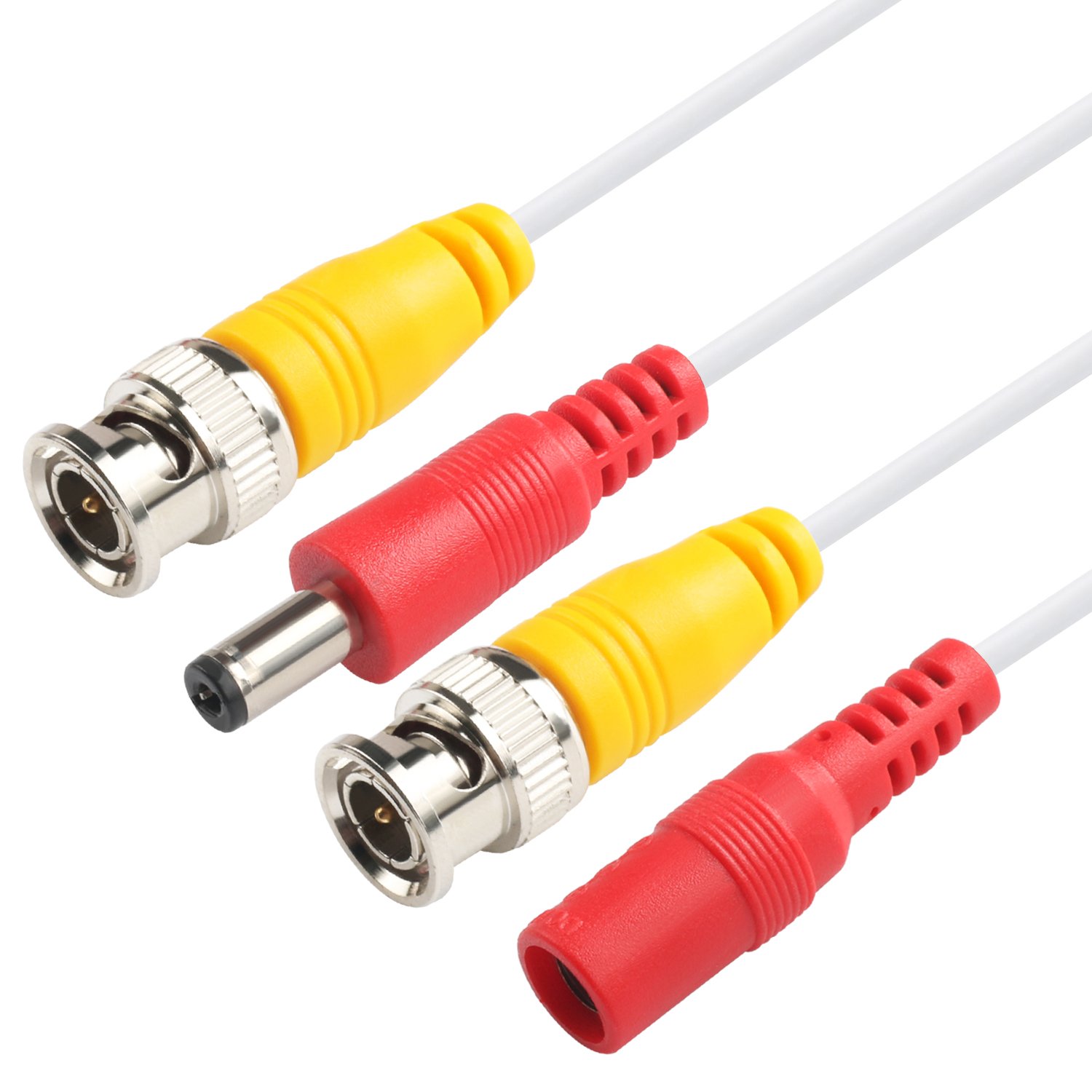 Postta BNC Video Power Cable 25ft (4 Pack) for CCTV DVR Surveillance System - Outdoor Security Camera Setup