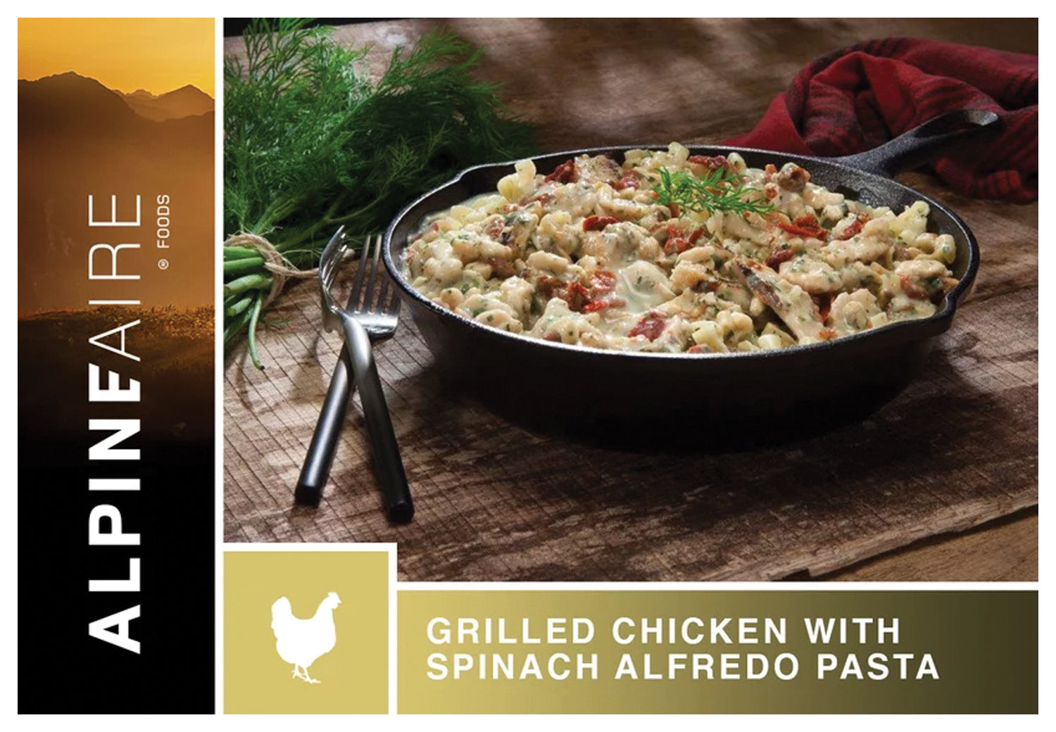 Alpine Aire Freeze Dried Grilled Chicken with Spinach Alfredo Pasta - Lightweight Backpacking Meal for Hiking, Camping & Emergency Preparedness