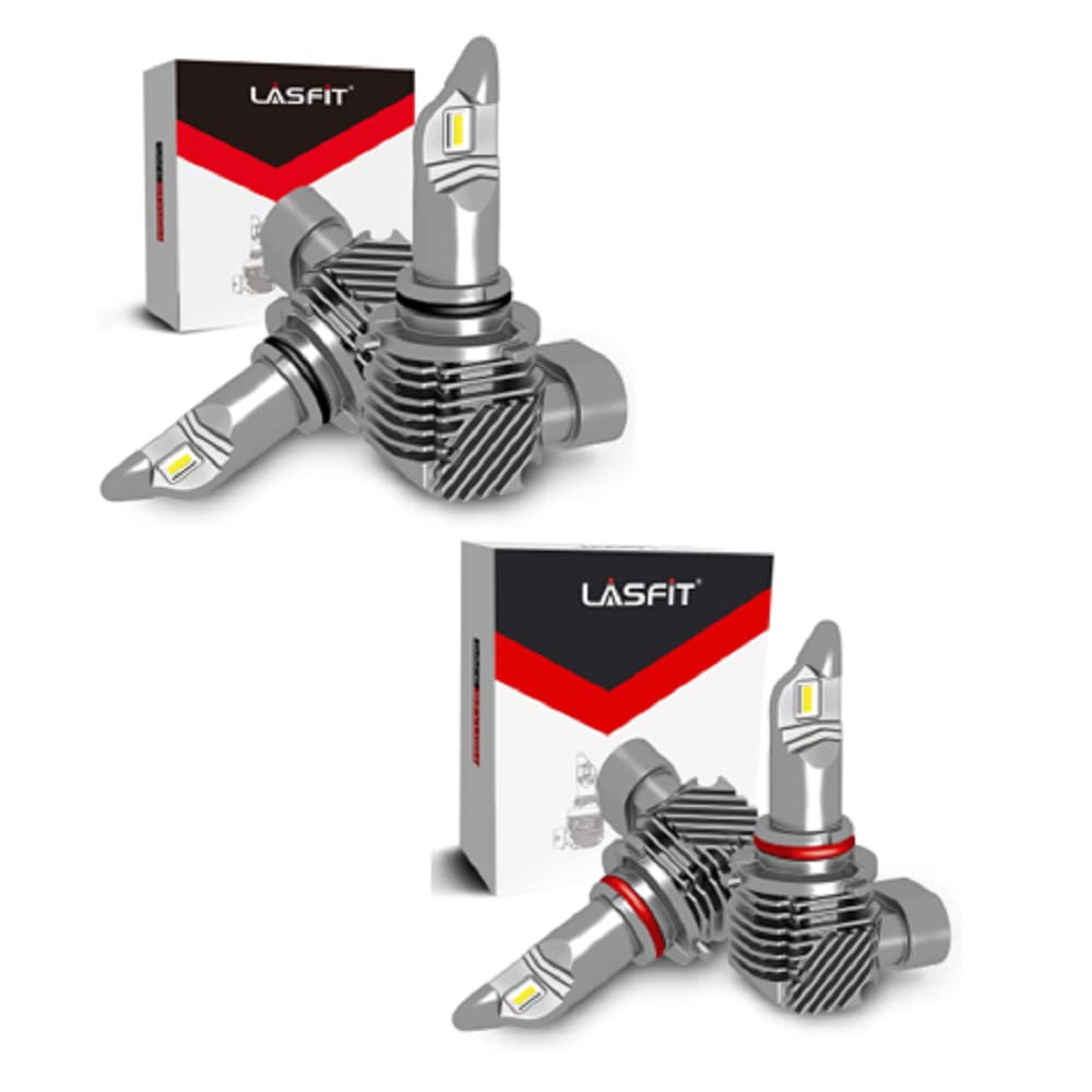 LASFIT 9006 9140 9145 H10 LED Bulbs - 4000LM Fanless Cool White 6000K Fog Light Replacement - Plug & Play Pack of 4 - Perfect for Night Driving, Off-Roading & Weather Conditions