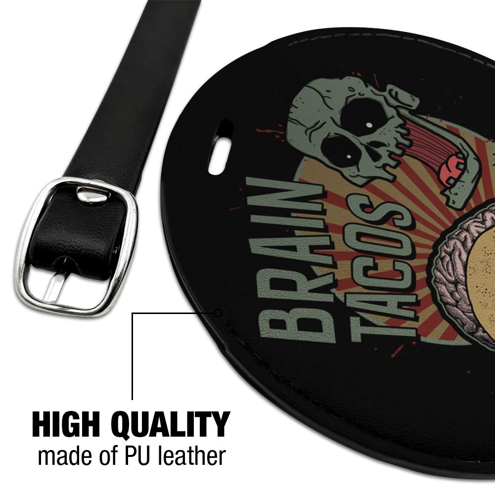 Round Leather Luggage Tag - Durable Suitcase ID Card Holder for Travel Carry-On Bags | Perfect for Business Trips & Vacation Identification
