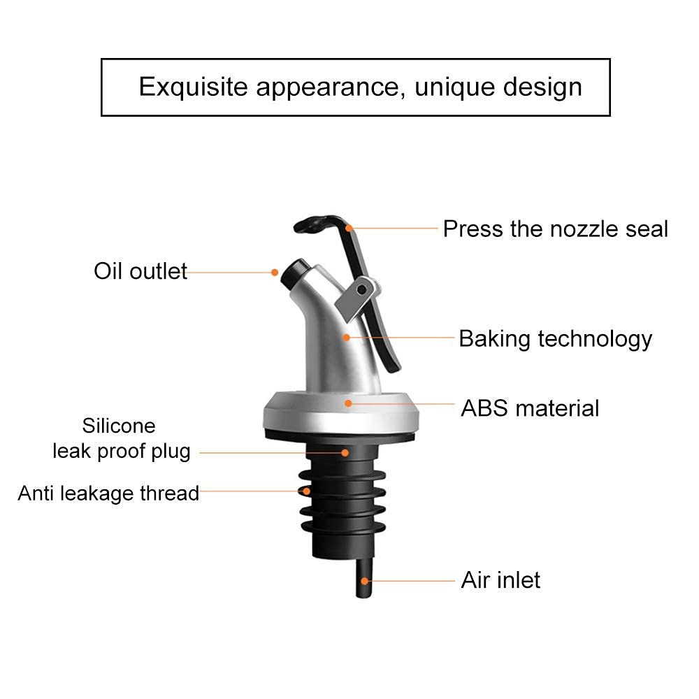 Premium Stainless Steel Bottle Pourers with Rubber Stoppers - 6pc Set for Smooth Olive Oil, Liquor & Wine Dispensing | Ideal for Restaurants, Bars, Hotels & Home Bars | Leak-Proof Free Flow Spouts for Glass Bottles
