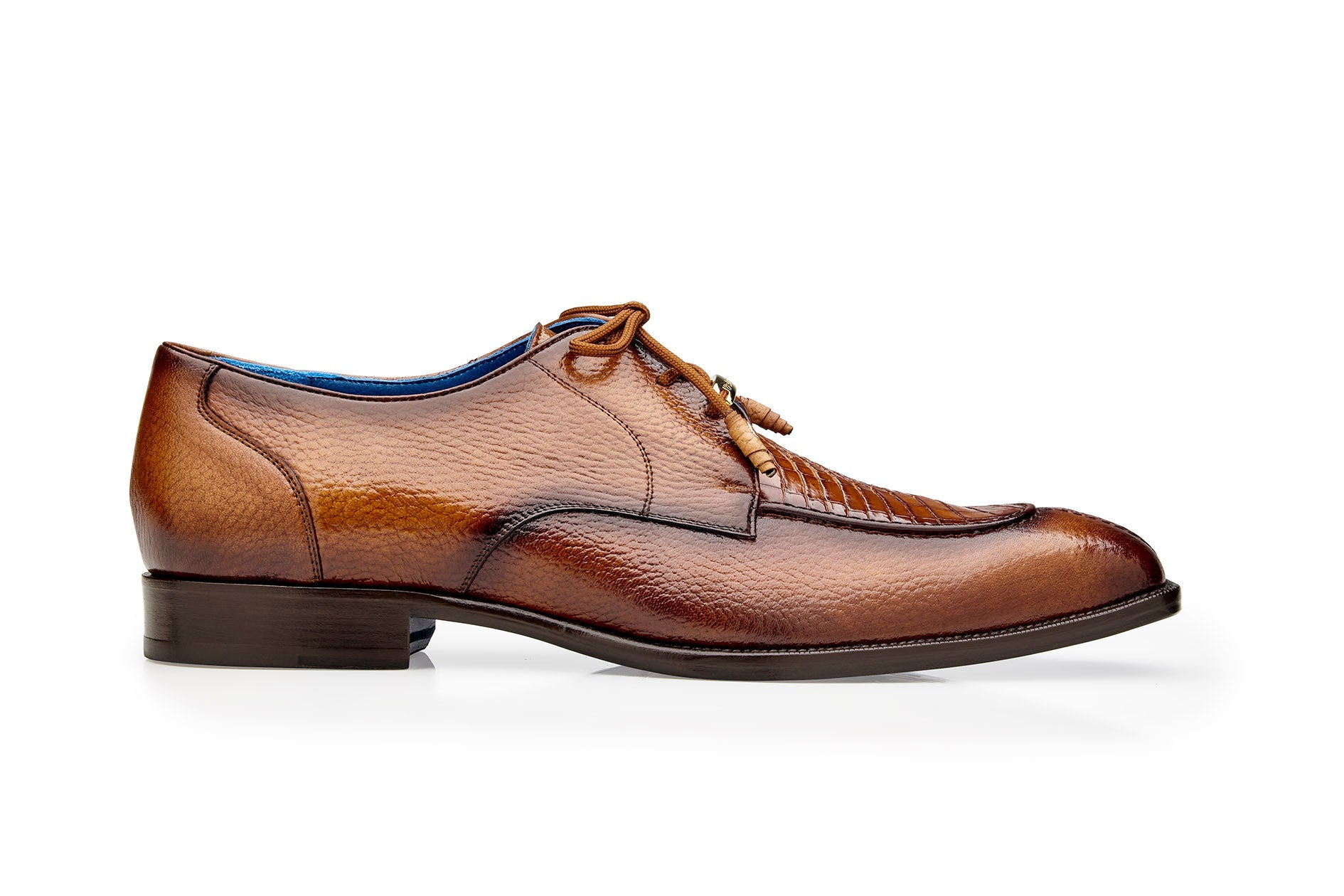 Belvedere Primo Genuine American Alligator & Pebble Grain Calf Leather Dress Shoes - Antique Almond Color R83 - Perfect for Business Meetings & Formal Occasions