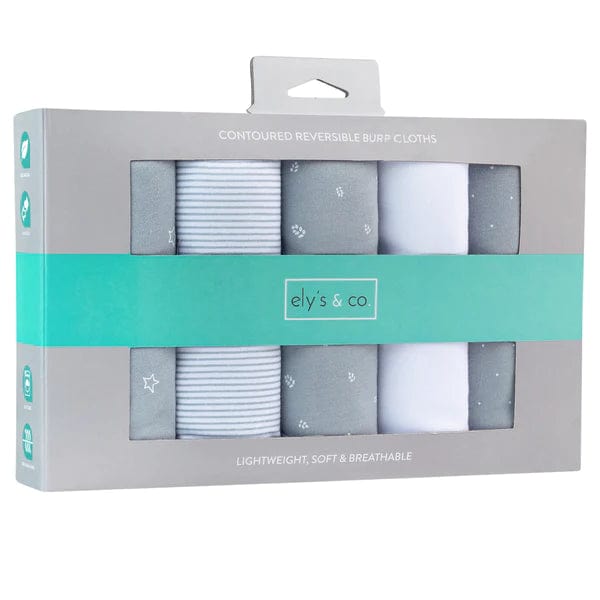 Elys & Co 5 Pack Ultra Absorbent Burp Cloths for Babies - Soft & Gentle Newborn Essentials for Feeding, Spit-Up & Mess-Free Parenting