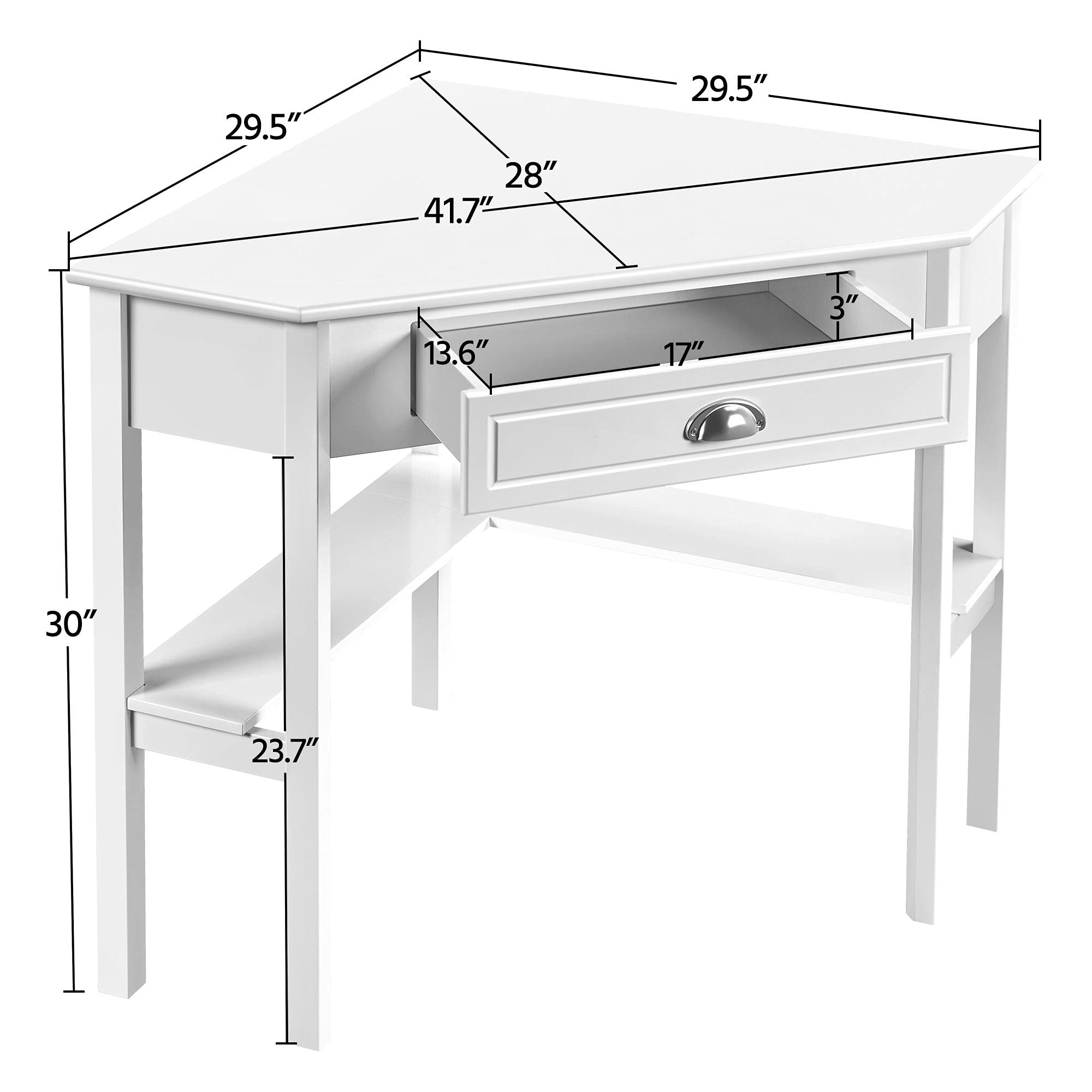 Topeakmart White Home Office Computer Desk with Shelves & Drawers - Ergonomic Corner Laptop Desk for Small Spaces, Perfect for Remote Work, Online Classes & Gaming Setup