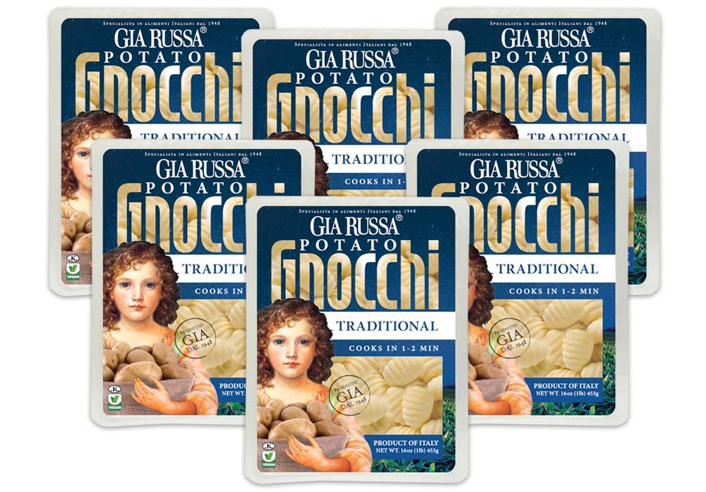Authentic Italian Potato Gnocchi by Gia Russa - Vegan Pasta, Kosher Certified, 16 Oz (6-Pack) - Perfect for Quick Dinners, Italian Cuisine & Family Meals