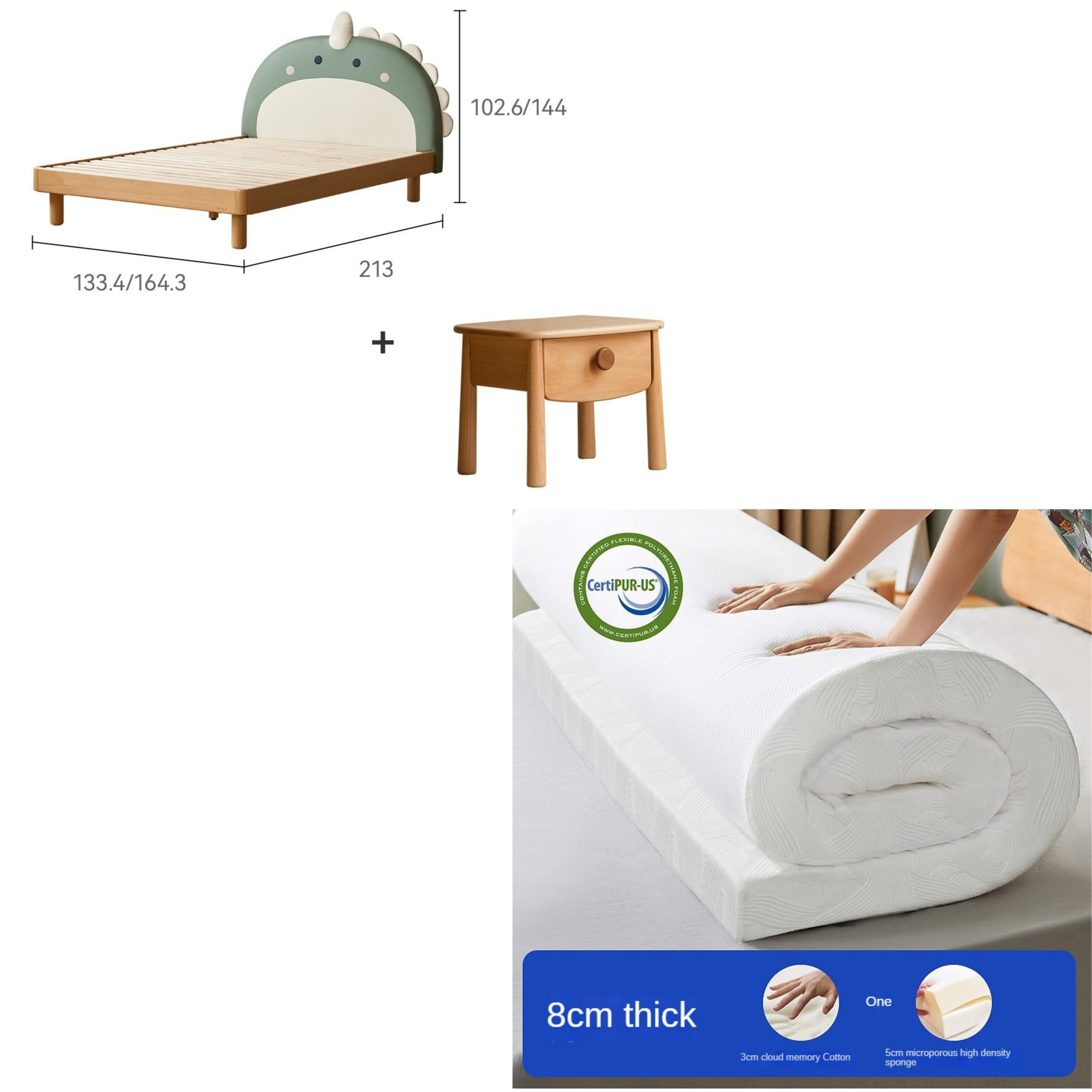 Organic Leather Kids Dinosaur Bed - Cartoon Themed Toddler Bed for Boys & Girls | Perfect for Nursery, Bedroom Decor and Playroom Fun