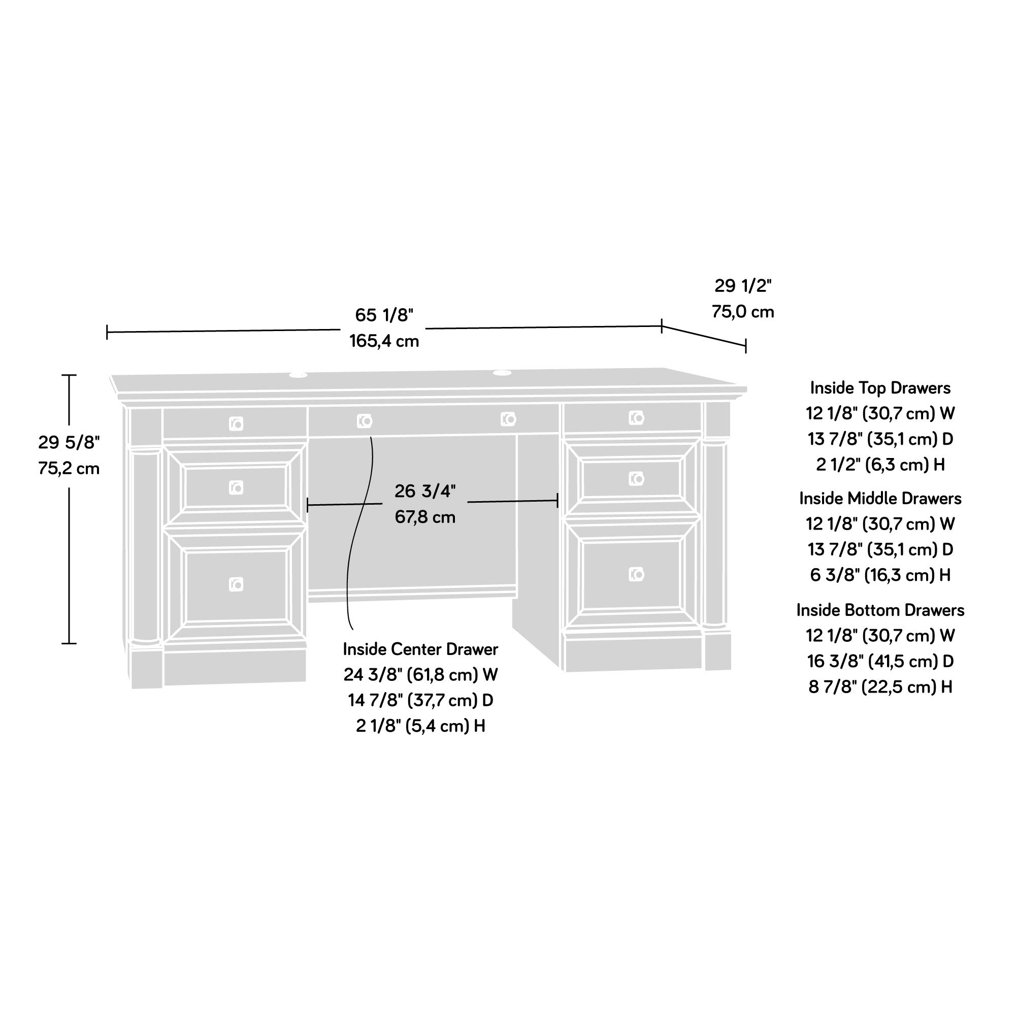 Sauder Palladia Executive Office Desk with Drawers & File Cabinet Storage - Split Oak Finish - Cable Management & Keyboard Tray - Perfect for Home Office & Professional Workspaces