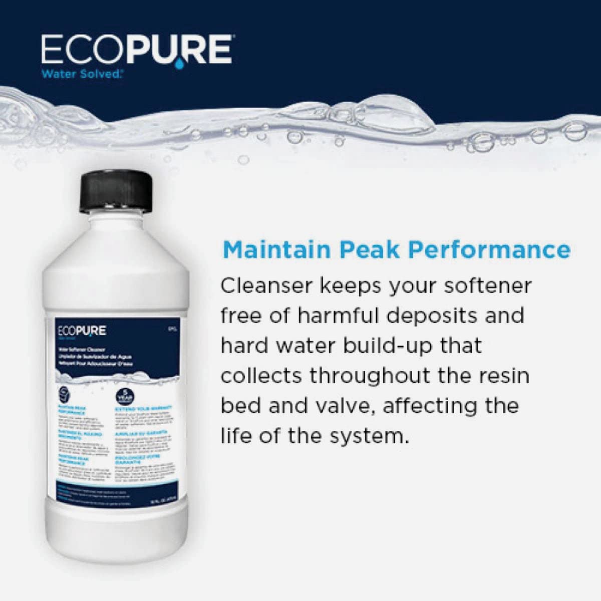 EcoPure Water Softener Cleaner Liquid - 16 oz | Removes Hard Water Stains & Scale | Safe for Dishwashers, Washing Machines & Coffee Makers | Eco-Friendly Solution for Home & Kitchen Appliances