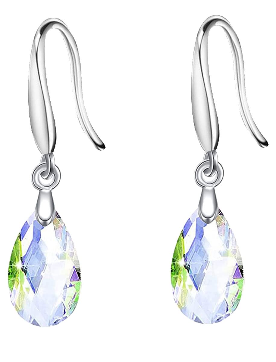 Pear Shaped Water Drop Earrings for Women - Boho Silver Crystal Dangle Piercing Earrings | Perfect for Parties, Weddings & Everyday Wear