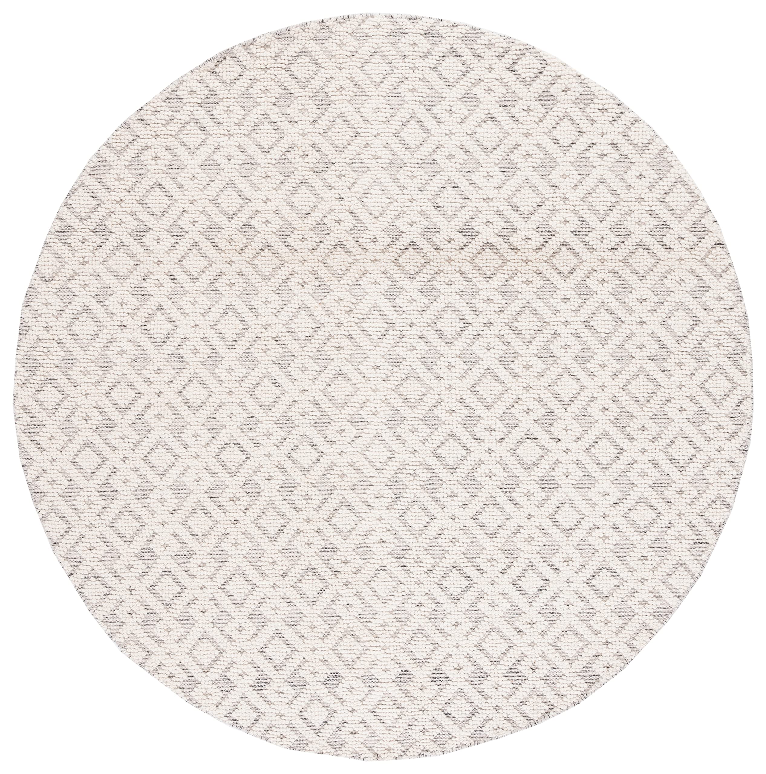 Safavieh Vermont Collection 6' Round Ivory Grey VRM102F Handmade Wool Cotton Area Rug for Entryway, Foyer, Living Room & Bedroom - Soft & Durable Floor Decor for Home & Office