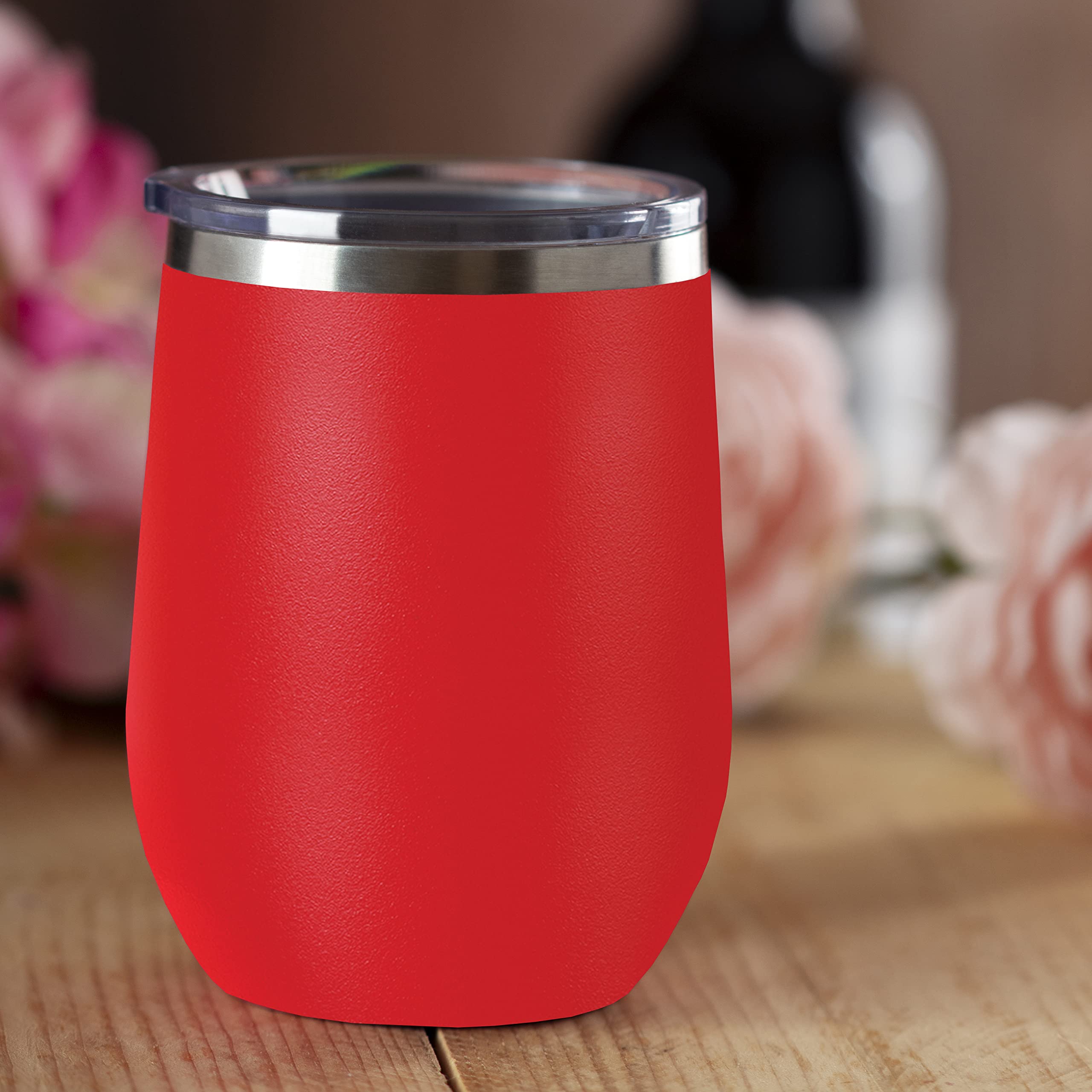 LaserGram Double Wall Stainless Steel Wine Tumbler with Personalized Engraving - Insulated, Dishwasher Safe, 16oz (Red) - Perfect for Outdoor Parties, Weddings & Gifts