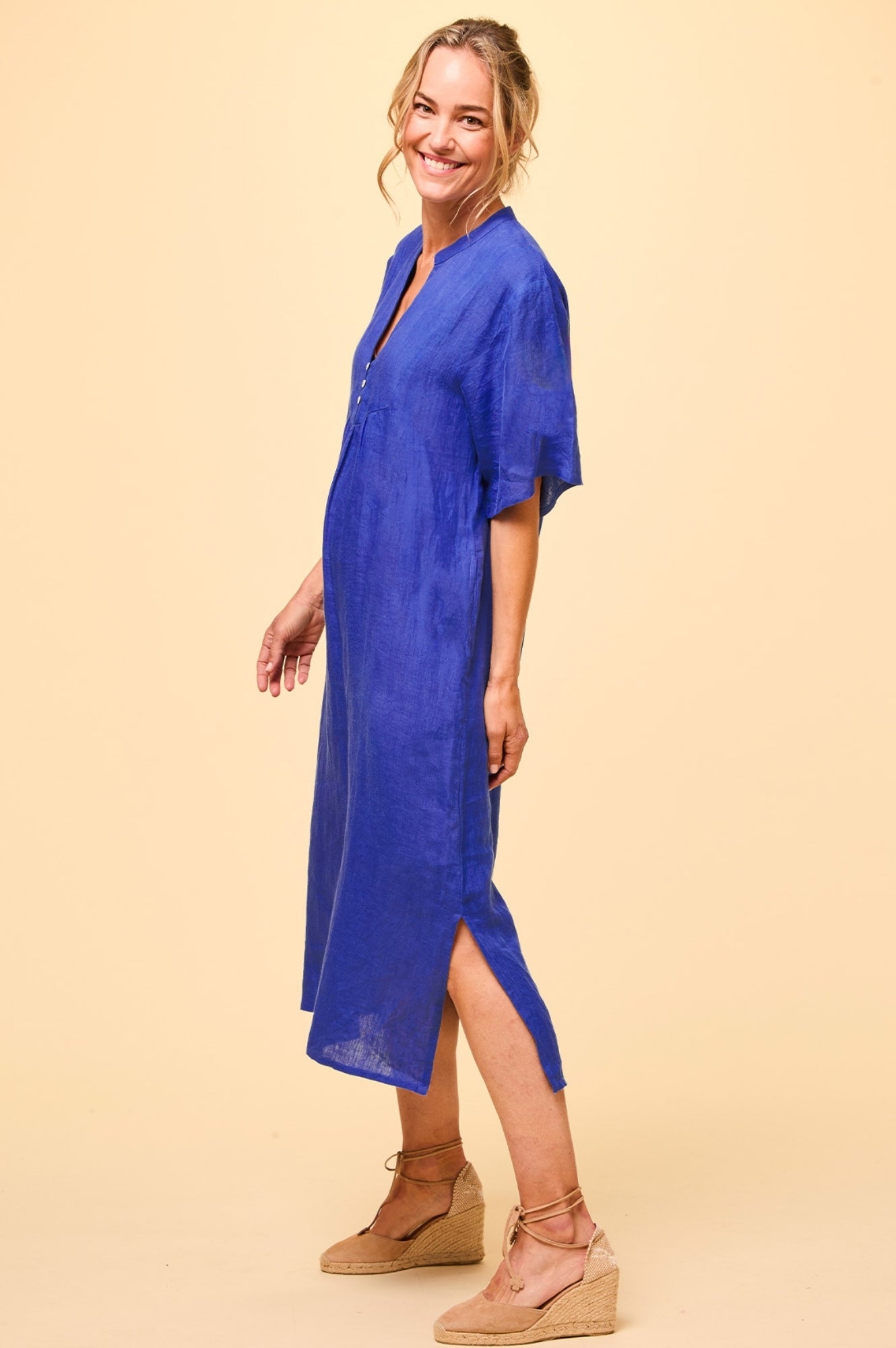Ithaca Linen Dress for Women - Cobalt Blue Summer Maxi Dress | Breathable & Comfortable Casual Dress for Beach, Vacation, and Everyday Wear