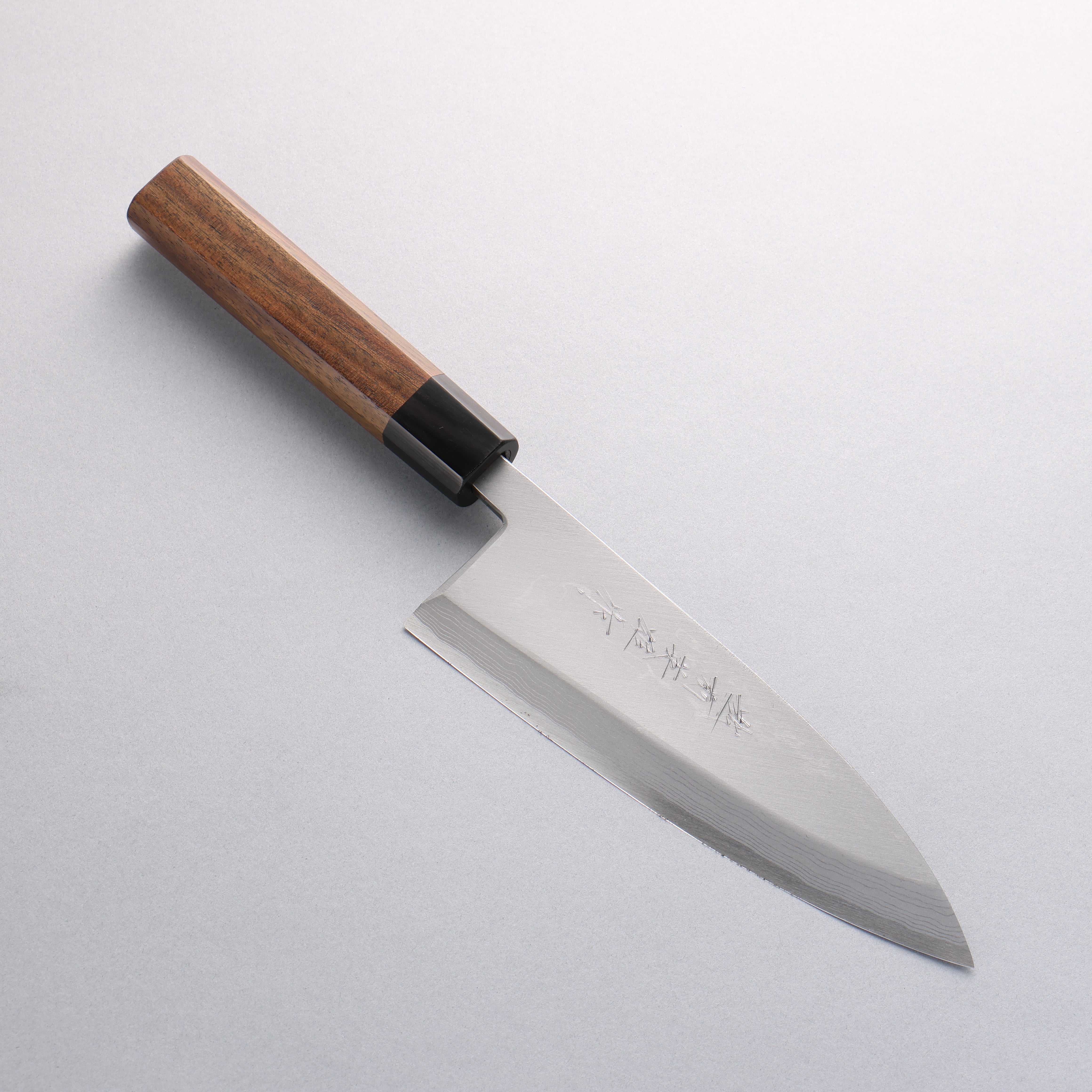 Premium Hideo Kitaoka Blue Steel No.2 Damascus Deba Knife 180mm - Japanese Chef Knife with Shitan Handle for Sushi, Fish Filleting & Professional Kitchen Use