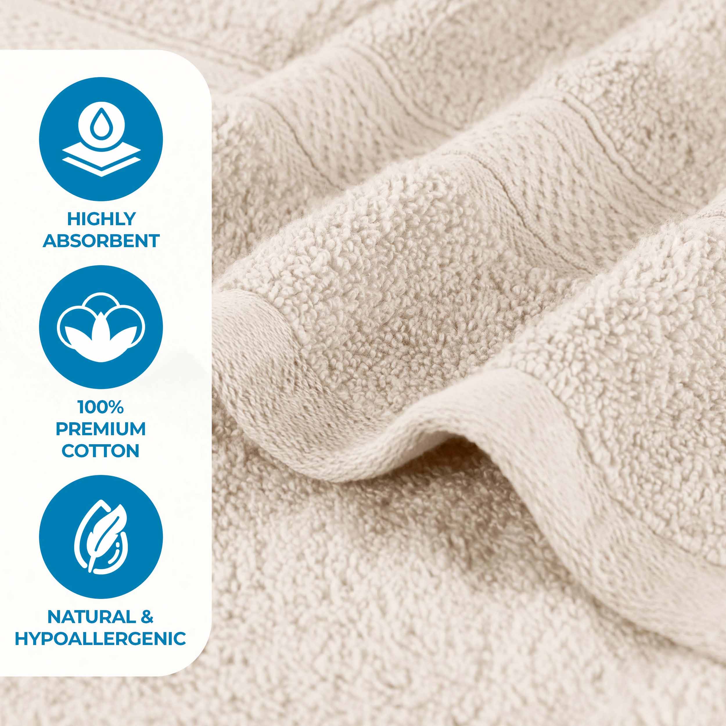 Premium 100% Zero Twist Cotton Hand Towels - Set of 6 | Soft & Absorbent Solid & Jacquard Chevron Design | Perfect for Bathroom, Kitchen & Guest Use