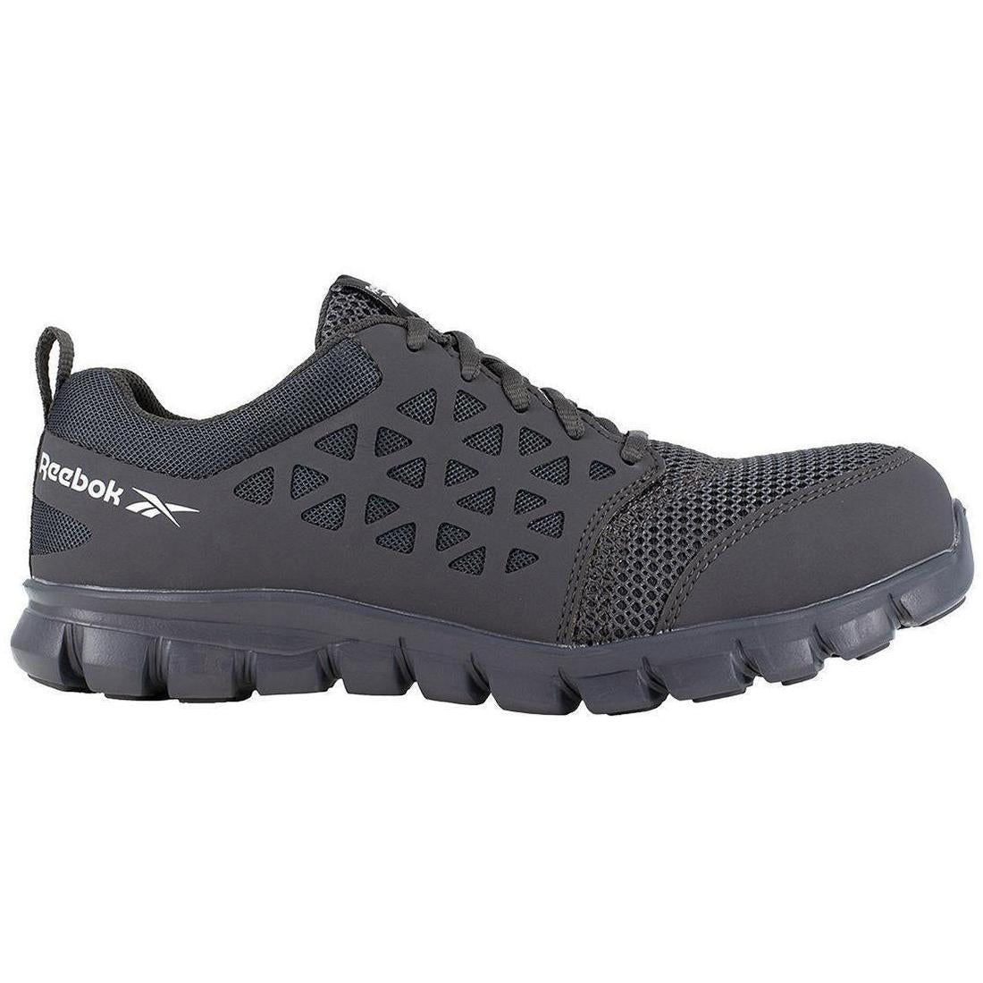 Sublite Cushion Composite Toe Athletic Work Shoes for Men - Lightweight Safety Shoes for Construction, Warehouse & Industrial Work - Black Non-Slip Work Sneakers