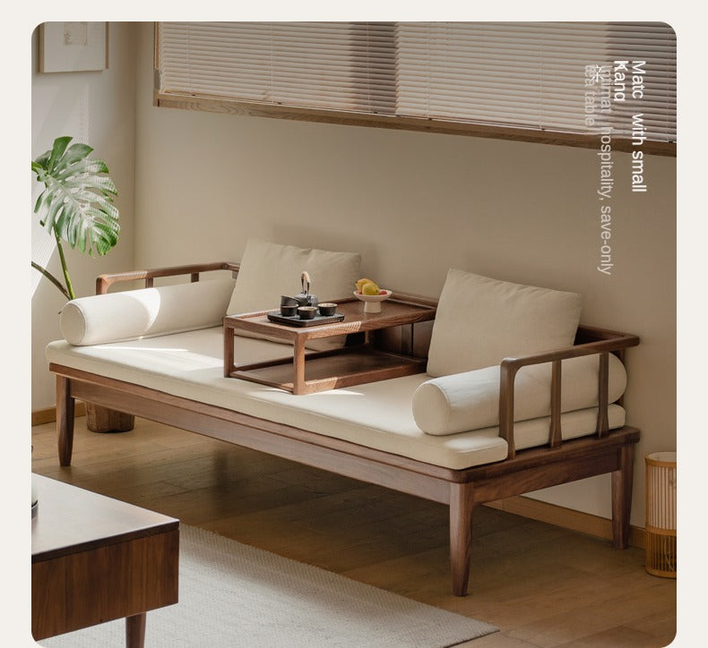 Premium Black Walnut Solid Wood Convertible Sofa - 2-in-1 Winter & Summer Use for Living Room, Bedroom, or Office - Comfortable & Durable Furniture for All Seasons