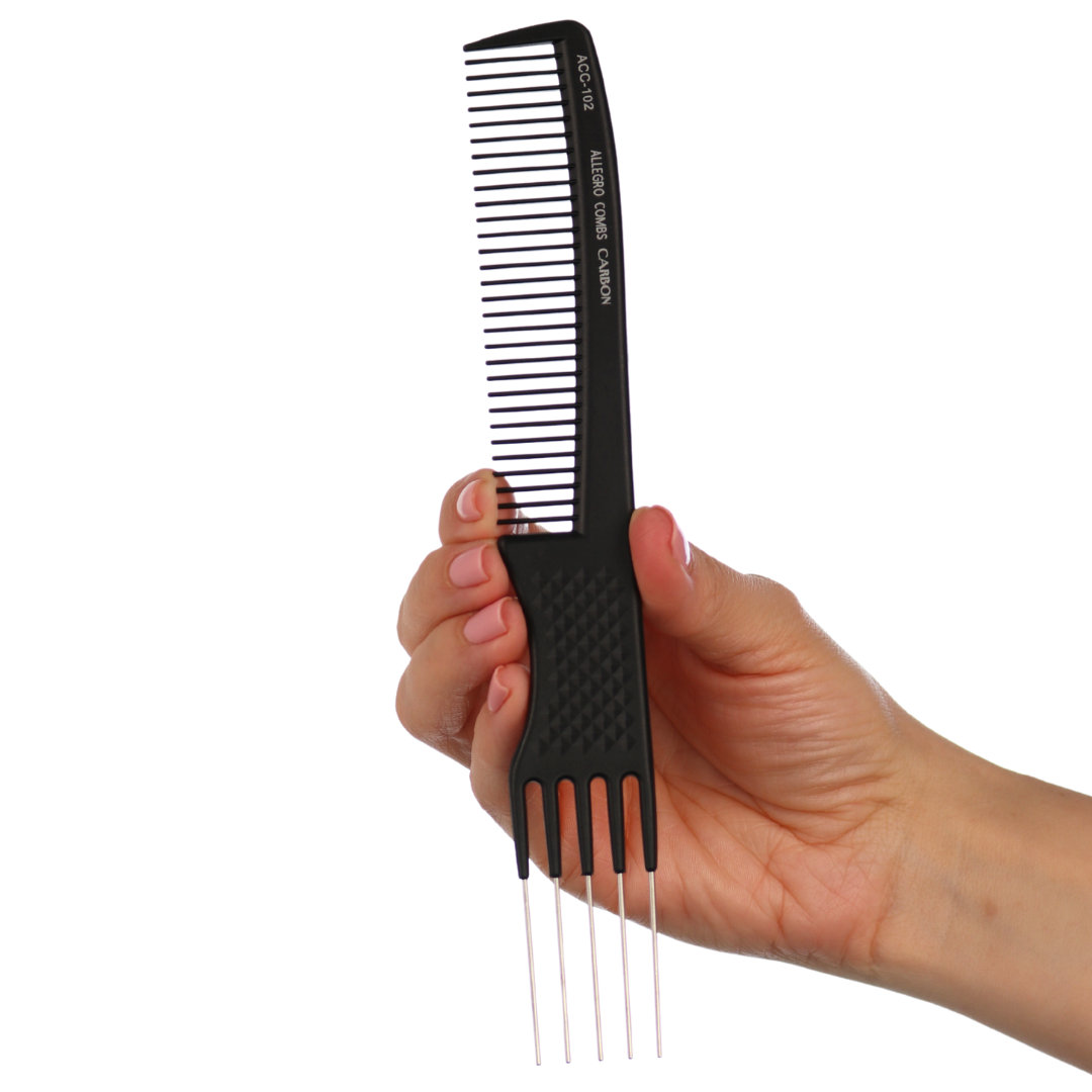 Allegro Carbon Fiber Hair Combs - Professional Heat Resistant & Anti Static Styling Comb for Hairdressers | Perfect for Sectioning, Teasing & Salon Styling