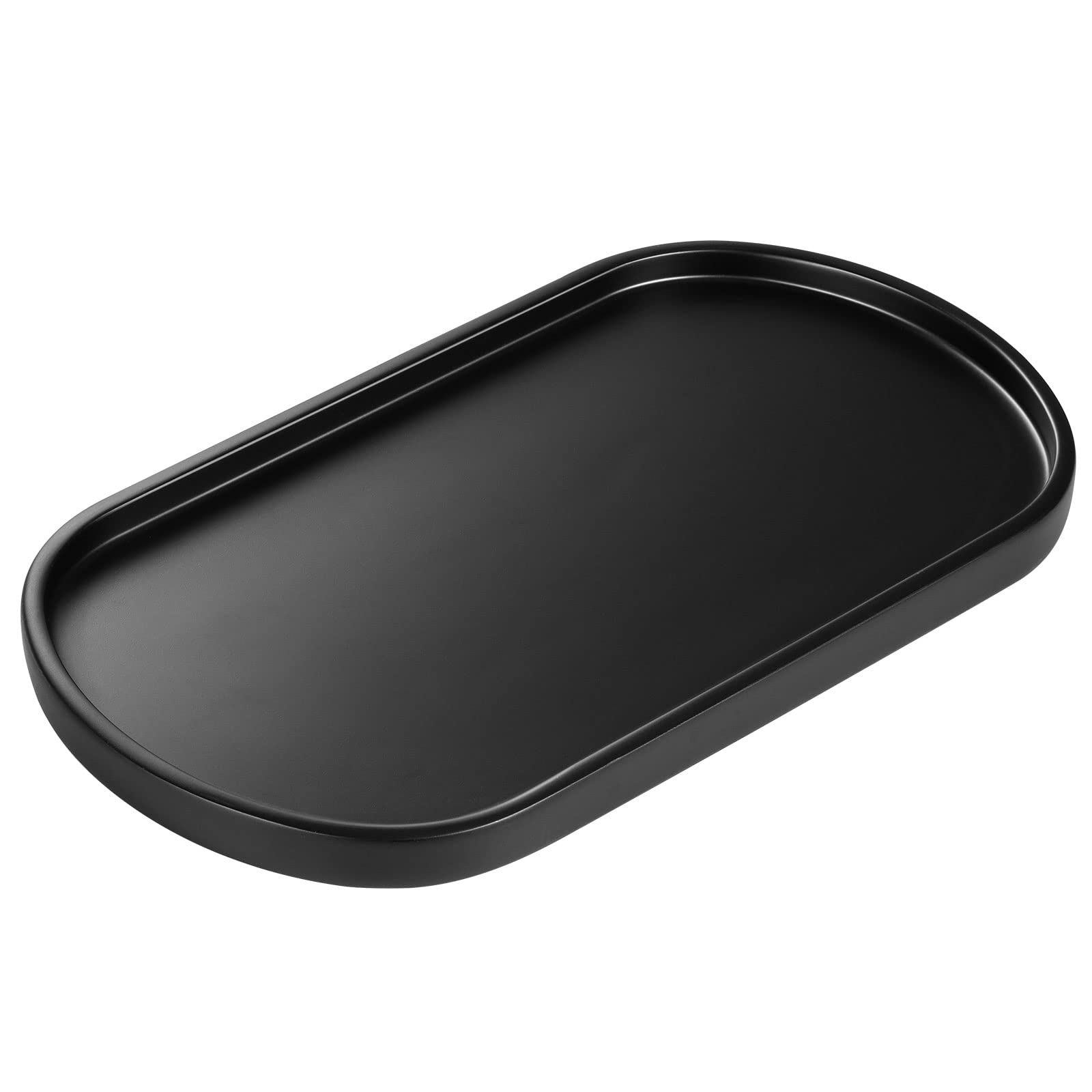 Luxspire Oval Bathroom Vanity Tray - Handmade Resin Soap Dispenser & Jewelry Organizer - Matte Black Marble Countertop Tray for Bathroom, Kitchen & Toilet Tank - Perfect for Perfume Display, Jewelry Storage & Home Decor