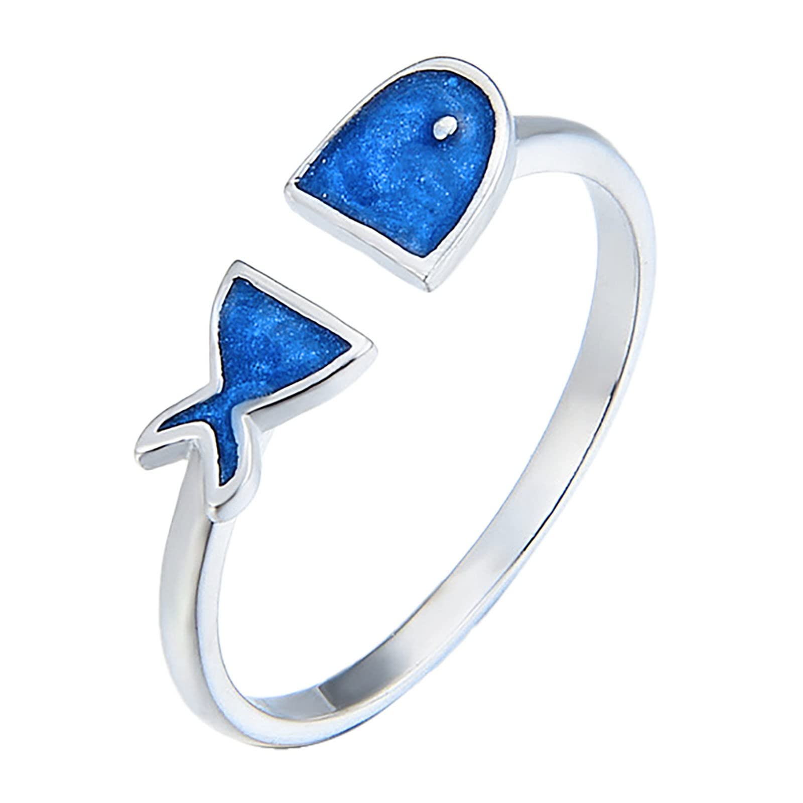 Adjustable Small Ring Pack for Women - Lucky Fish Ring Gift Set for Girlfriend, Mother, Lover - Blue One Size Jewelry for Daily Wear & Special Occasions