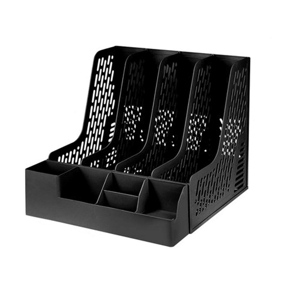 LTTSN Black Mesh Desktop Organizer - 12.8×12.6×10.8 Inch Office Desk Organizer with File Storage | Perfect for Home Office, Workspace & School Supplies Organization (Black)