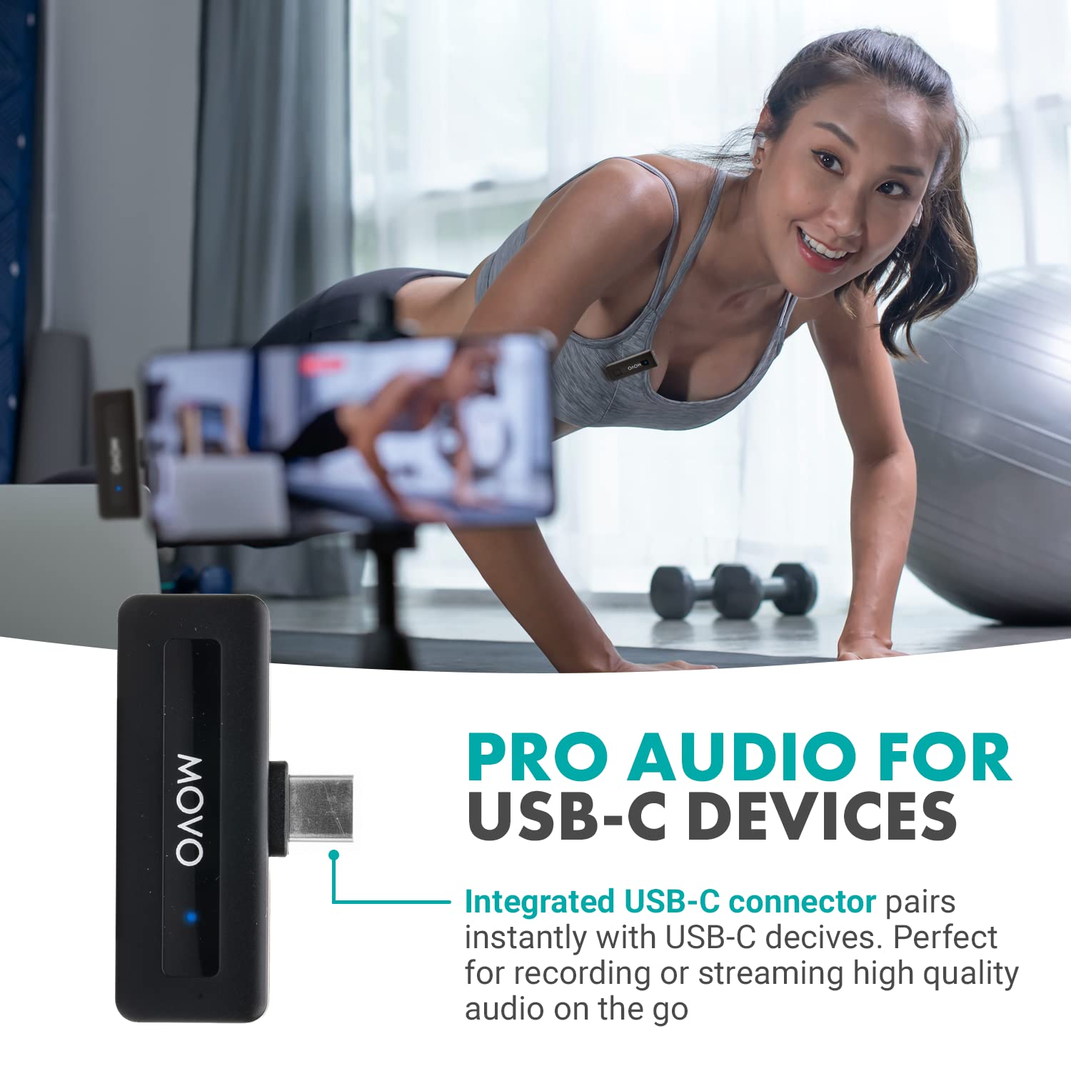 Movo Wireless Mini UC USB-C Lavalier Microphone for Android, iPhone, iPad Pro & Laptops - Compact Wireless Mic for Video Recording, Live Streaming, Podcasting & Online Meetings